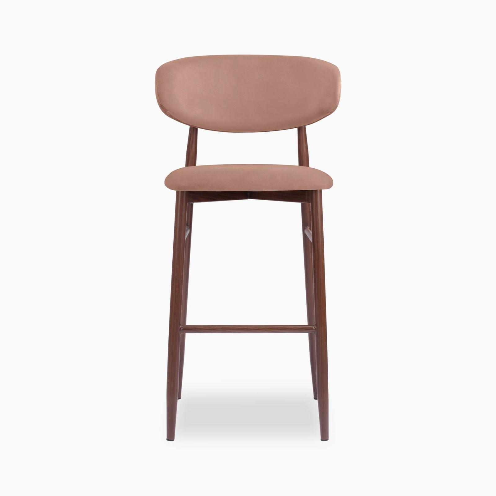 Halston Bar Stool | Blush Pink Sustainable Velvet & Walnut