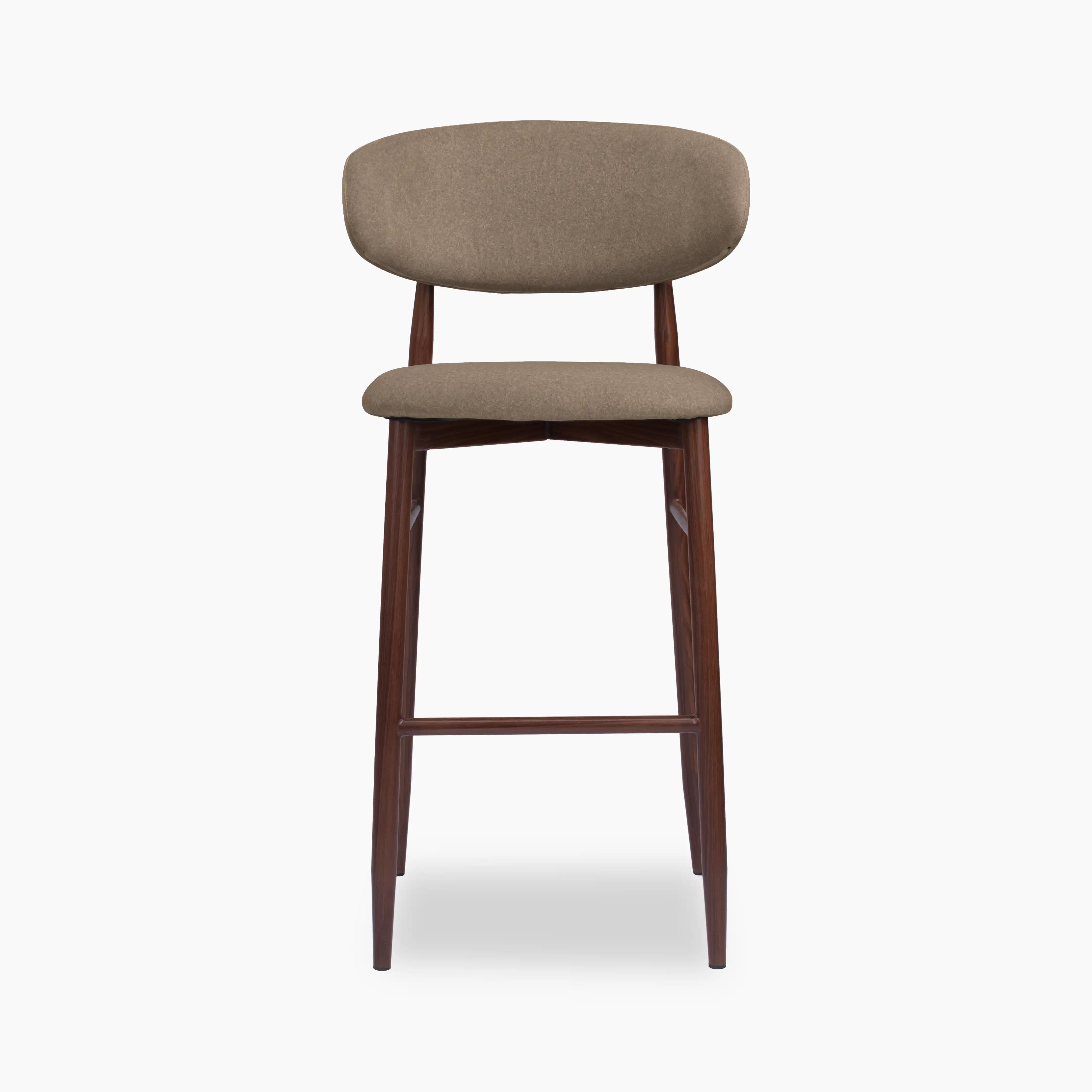 Halston Bar Stool | Truffle Brown Sustainable Mohair Velvet & Walnut
