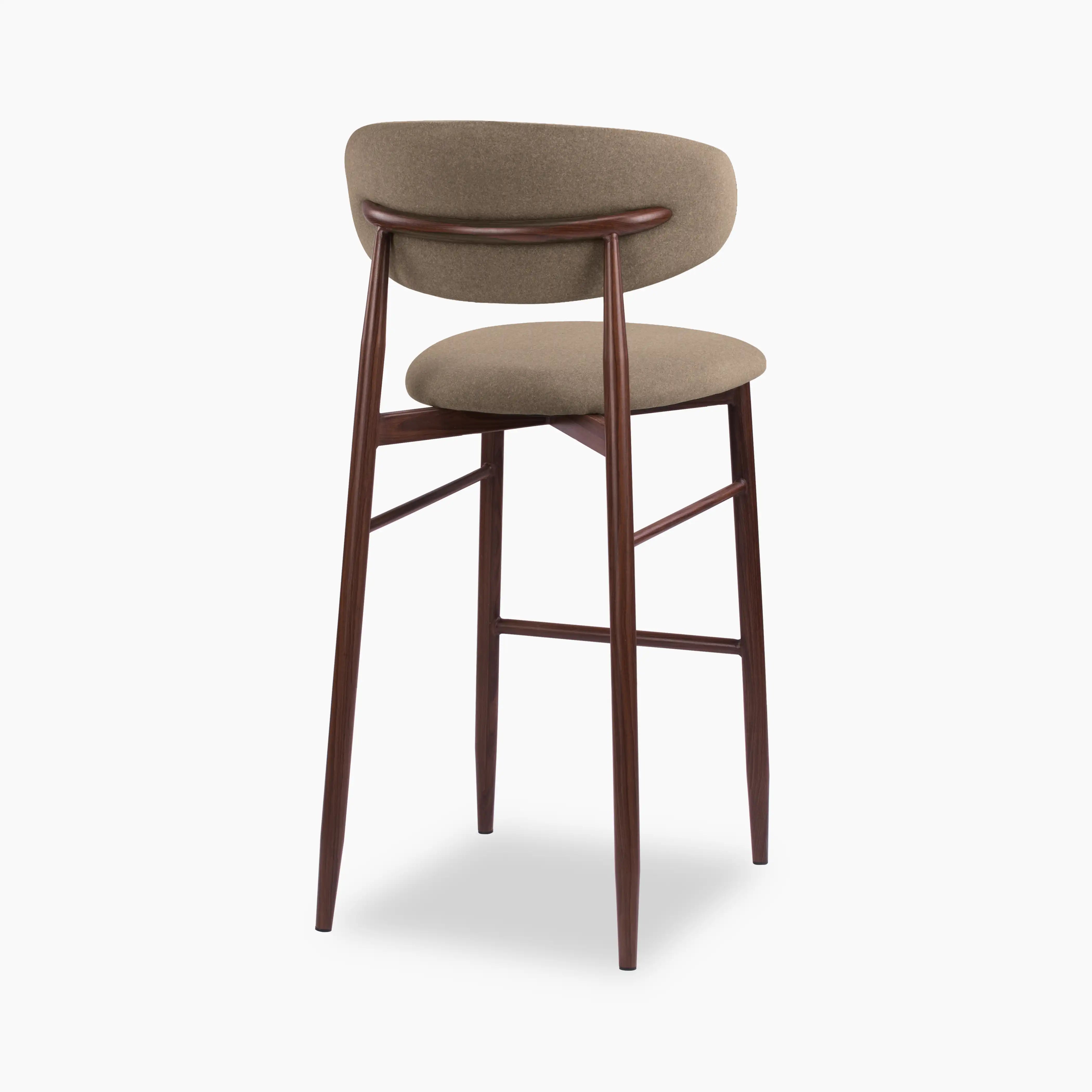 Halston Bar Stool | Truffle Brown Sustainable Mohair Velvet & Walnut