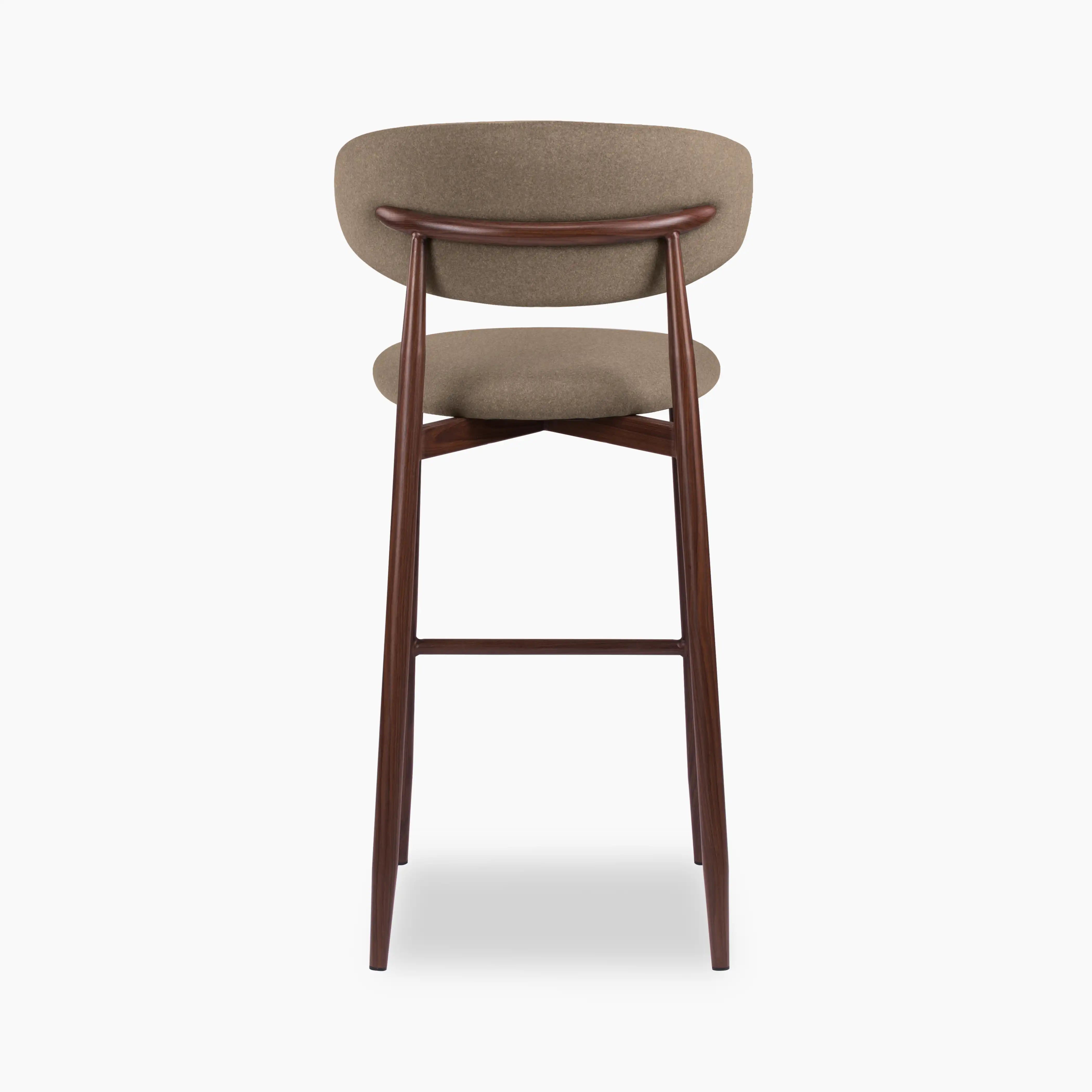 Halston Bar Stool | Truffle Brown Sustainable Mohair Velvet & Walnut