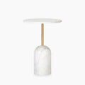 Kingston Round Side Table | White Marble & White