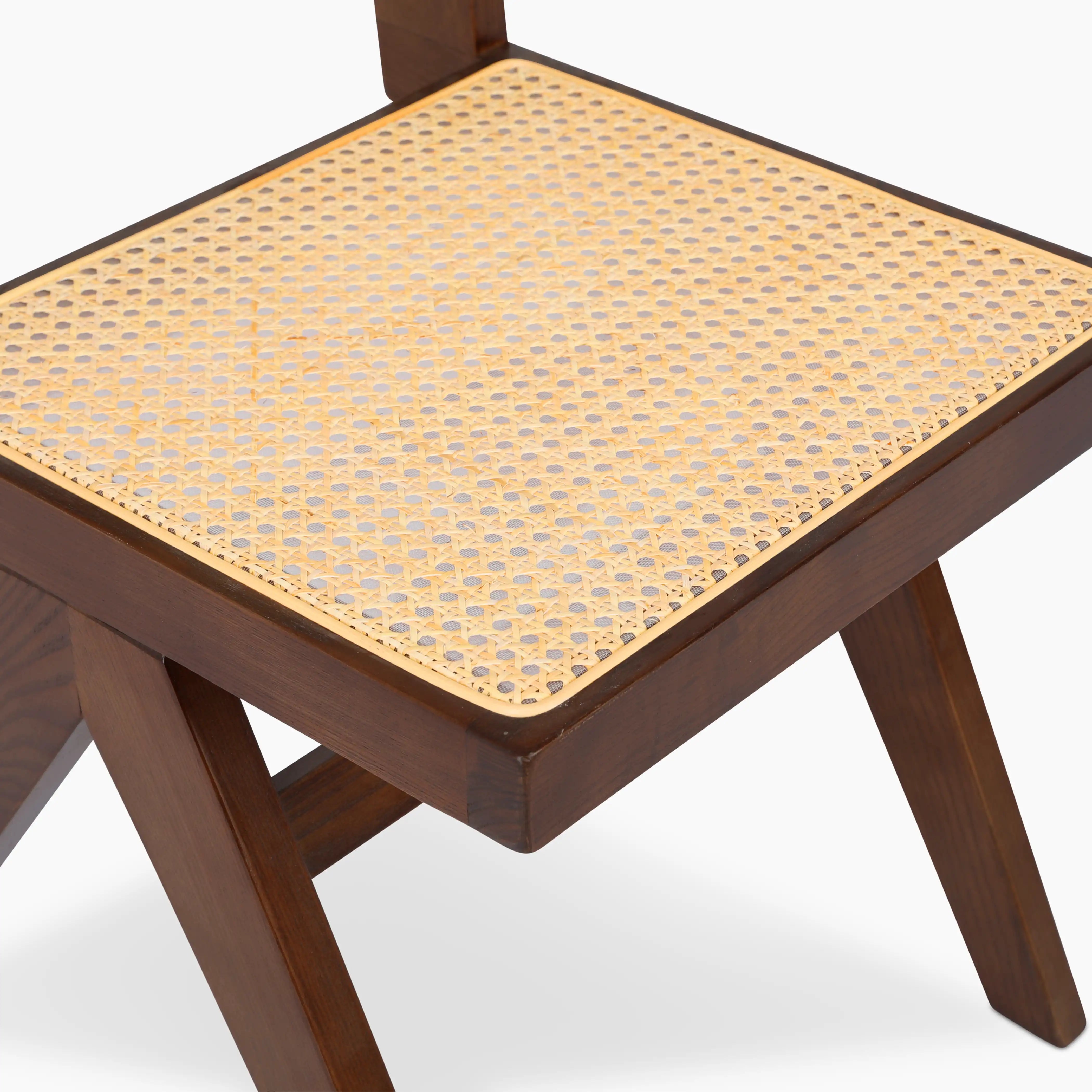 Cary Wooden Dining Chair | Natural Cane & Walnut