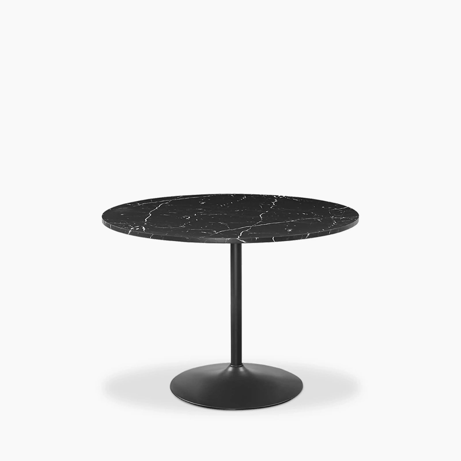 Isla 4 Seat Round Wooden Dining Table | Black Marble & Black