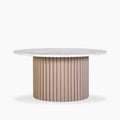 Medby Round Coffee Table | White Marble & Taupe