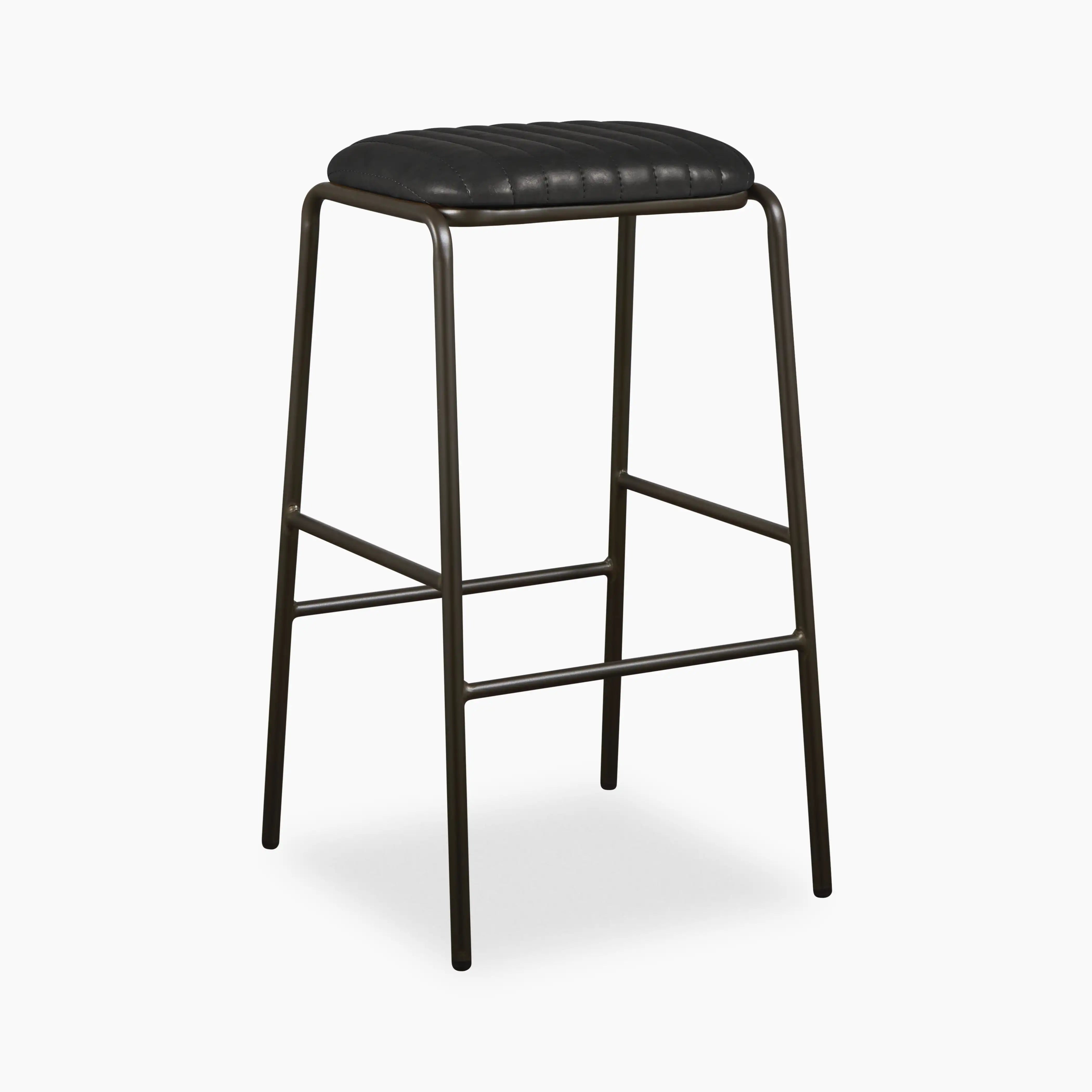 Boston Backless Metal Bar Stool, Vintage Black Black Cult
