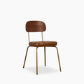 Maddox Stackable Dining Chair | Vintage Tan Faux Leather & Brass