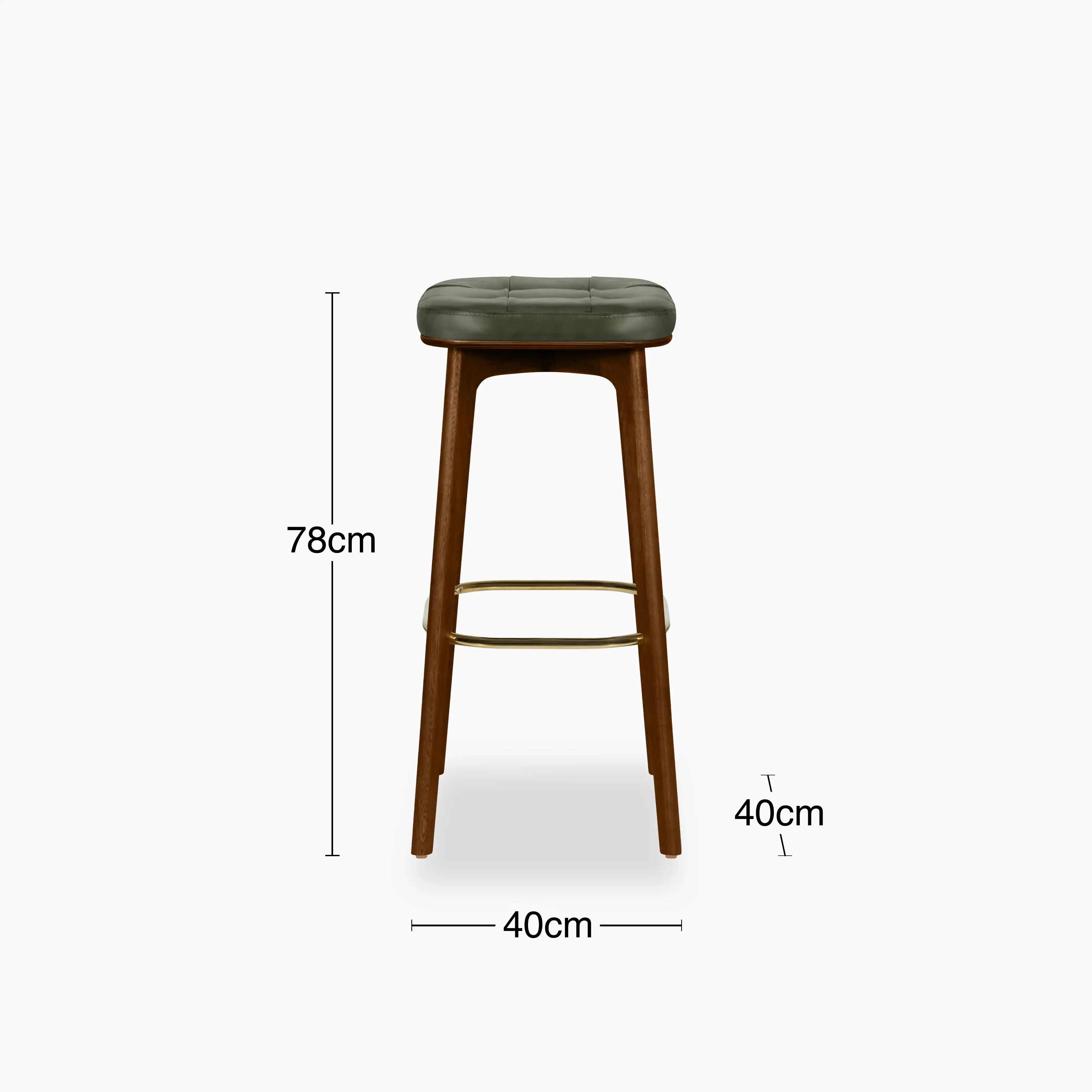 Winchester Bar Stool | Vintage Green Faux Leather & Walnut