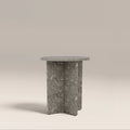 Wedge Round Side Table | Cloud Grey Riverstone Marble