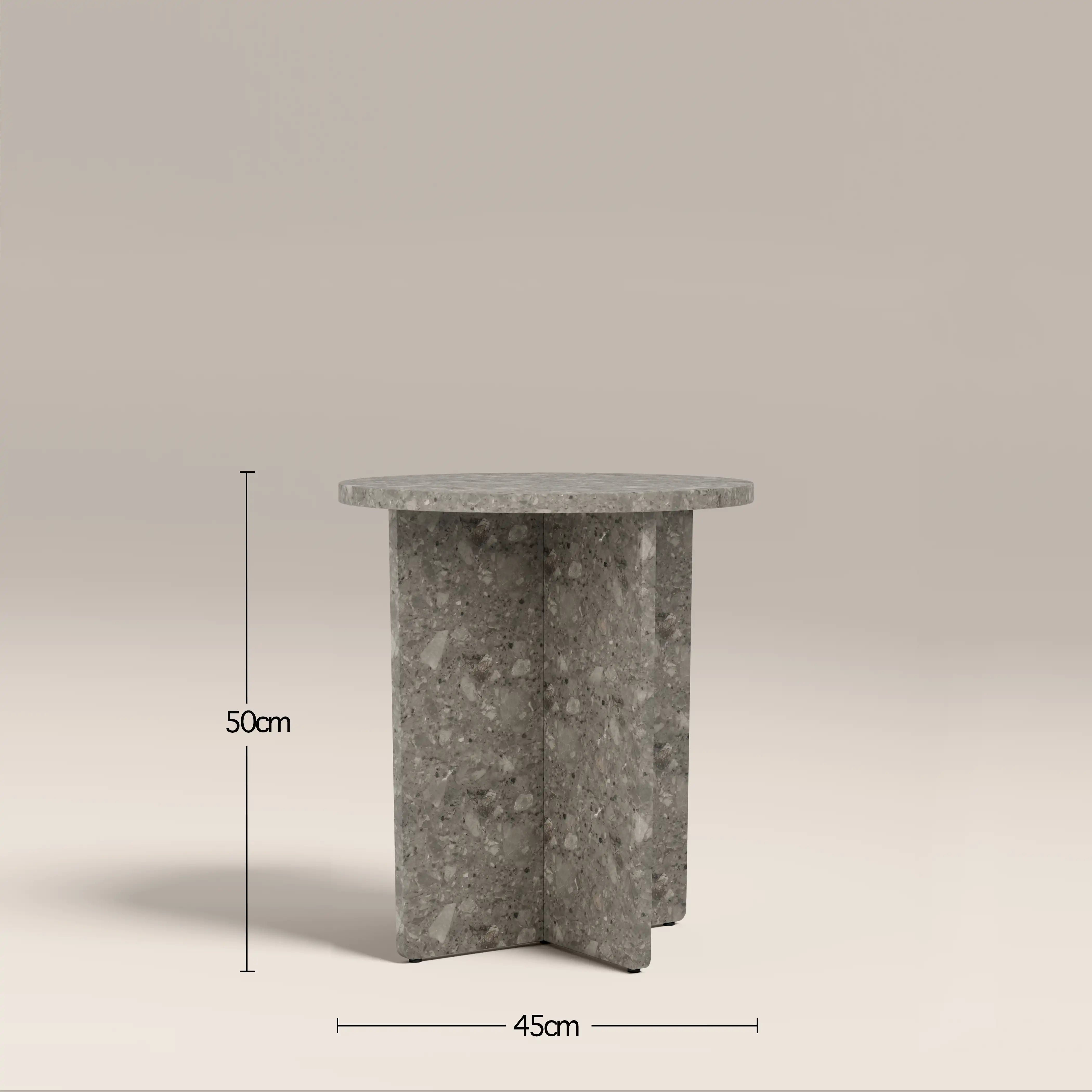Wedge Round Side Table | Cloud Grey Riverstone Marble
