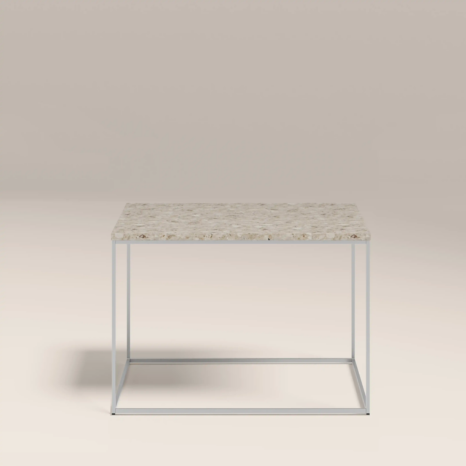 Root Square Side Table | Latte Riverstone Marble
