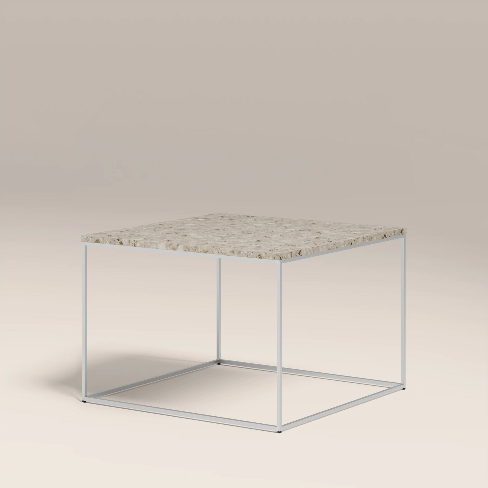 Root Square Side Table | Latte Riverstone Marble