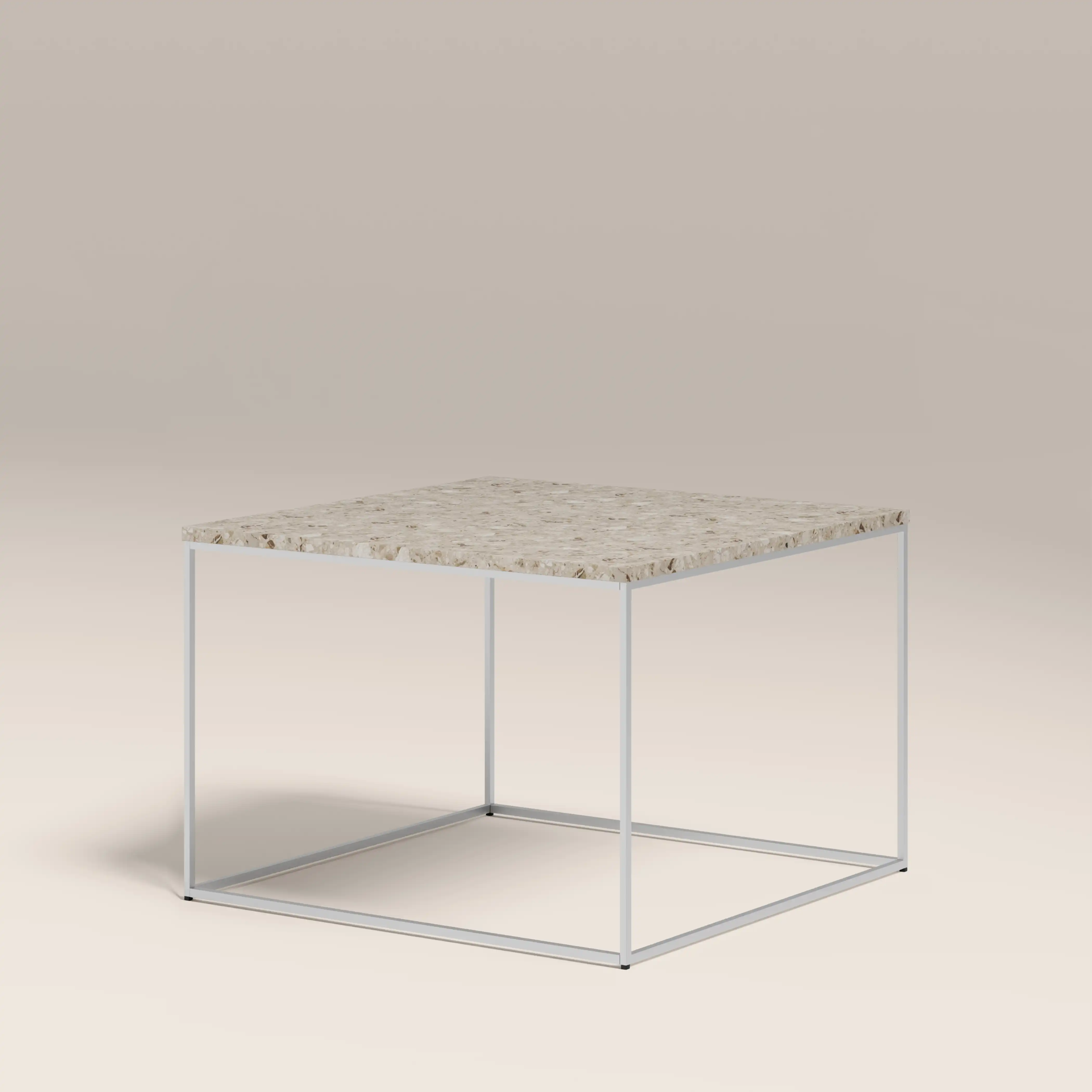 Root Square Side Table | Latte Riverstone Marble