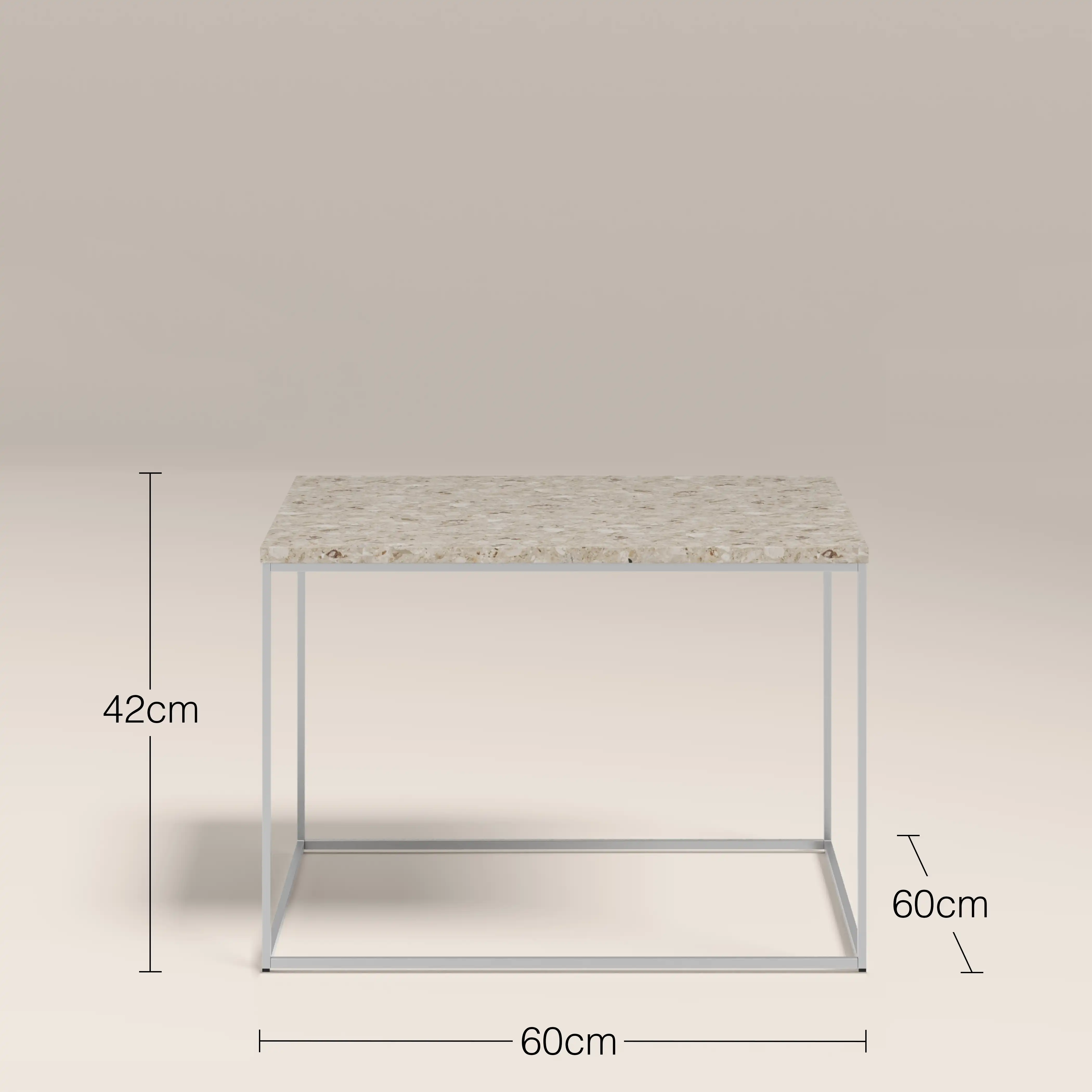 Root Square Side Table | Latte Riverstone Marble