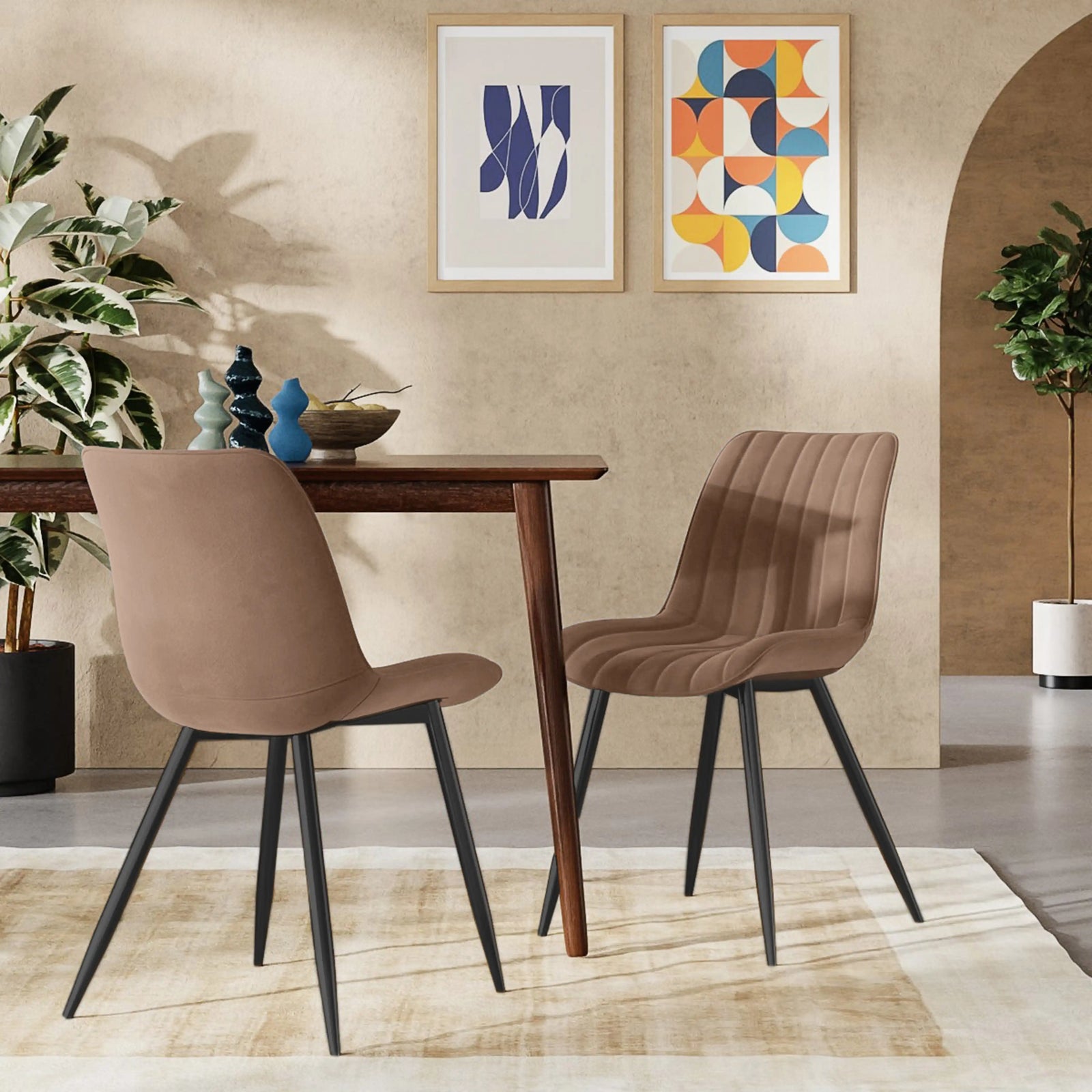 Taylor Dining Chair | Taupe Sustainable Velvet & Black