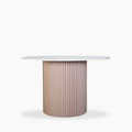 Medby 4 Seat Round Dining Table | White Marble & Taupe