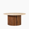 Medby Round Coffee Table | Natural Travertine & Walnut