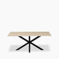 Sawyer 6 Seat Rectangle Dining Table | Natural Travertine Effect & Black