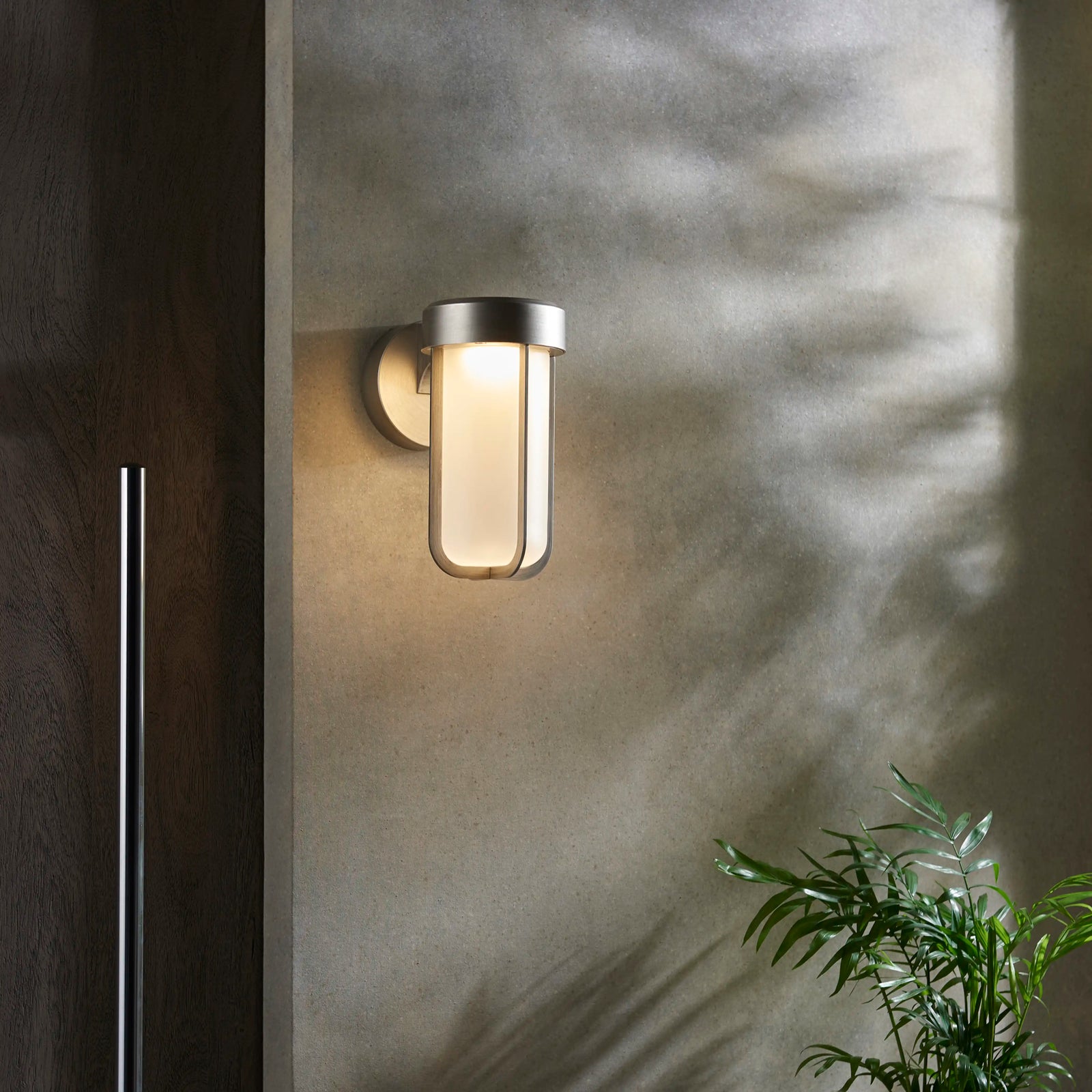 Truro Outdoor Wall Light | Frosted Glass & Brushed Chrome
