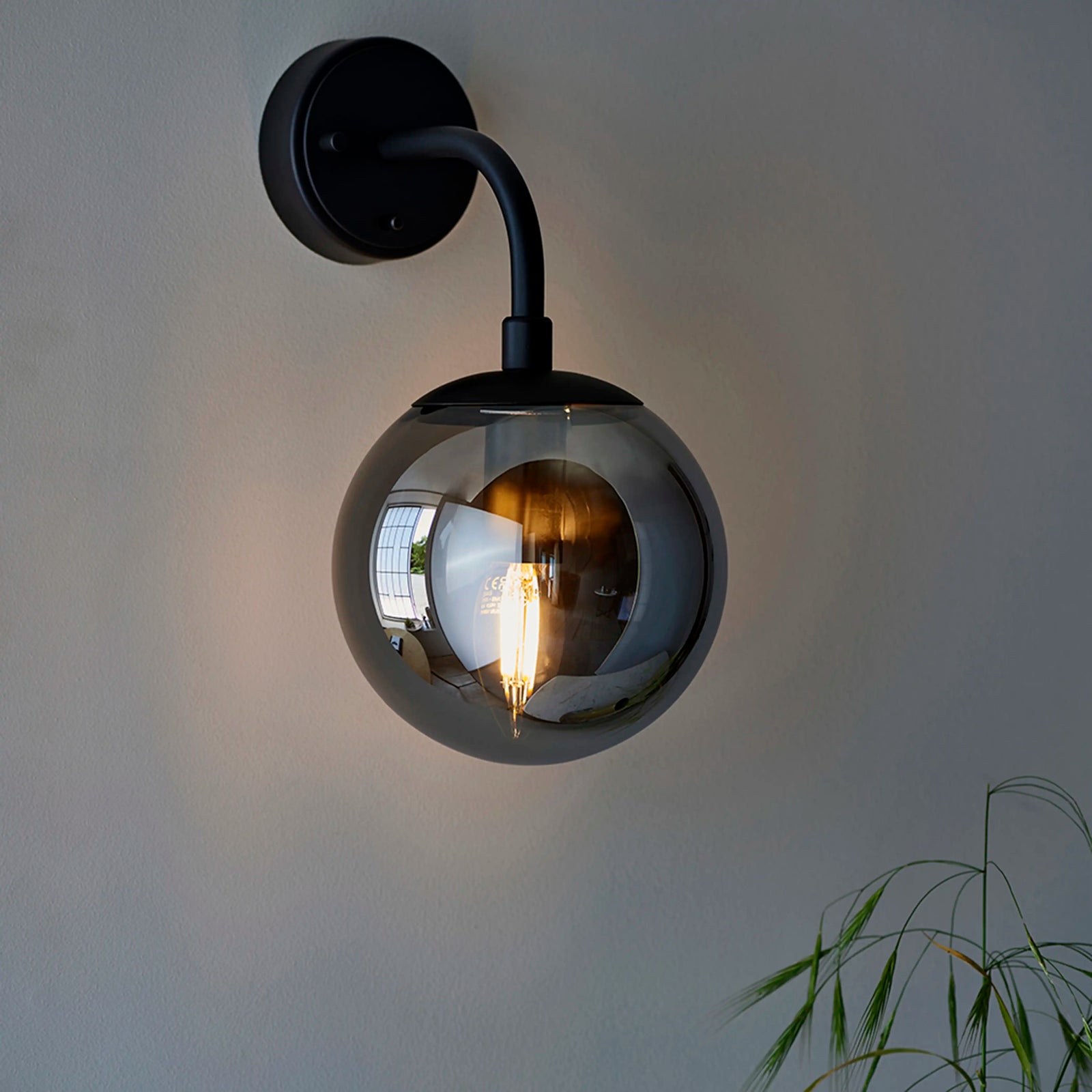 Lyme Wall Light | Smokey Grey & Black