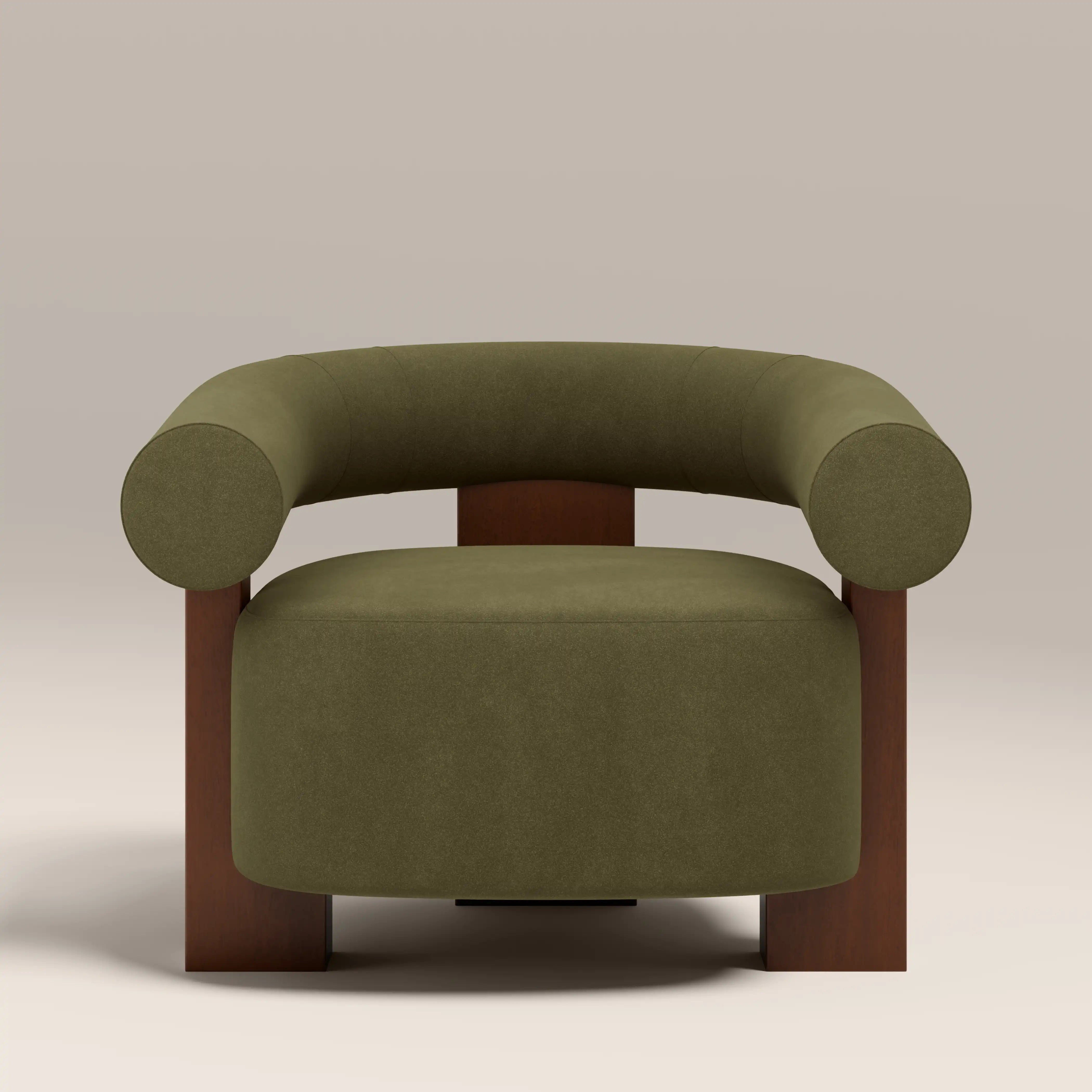 Fawnley Accent Chair | Moss Green Sustainable Mohair Velvet & Walnut