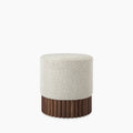 Oberon Pouffe | Speckled Stone Sustainable Boucle & Walnut