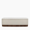 Oberon Storage Ottoman | Speckled Stone Sustainable Boucle & Walnut