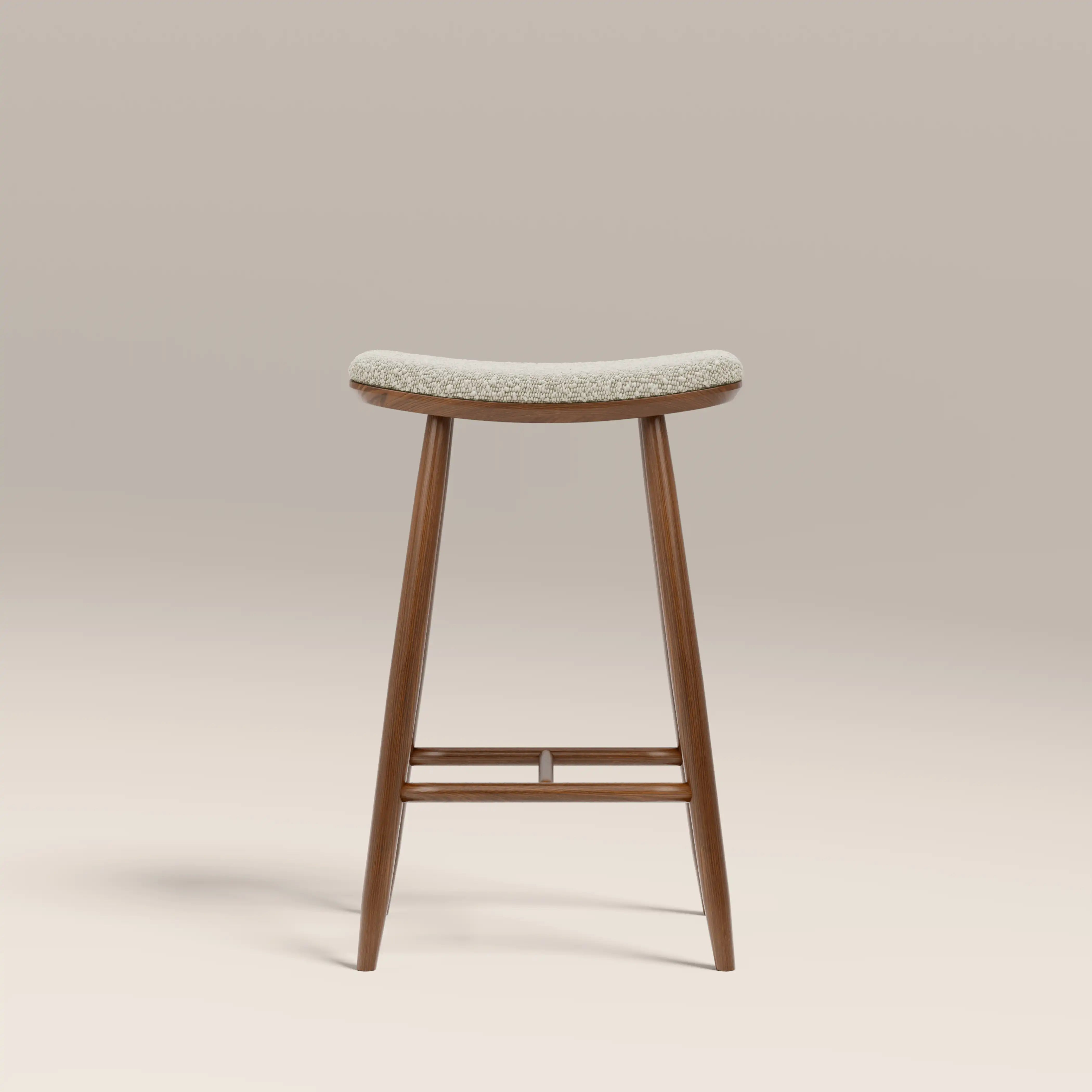 Hatton Wooden Kitchen Stool | Speckled Stone Sustainable Boucle & Walnut