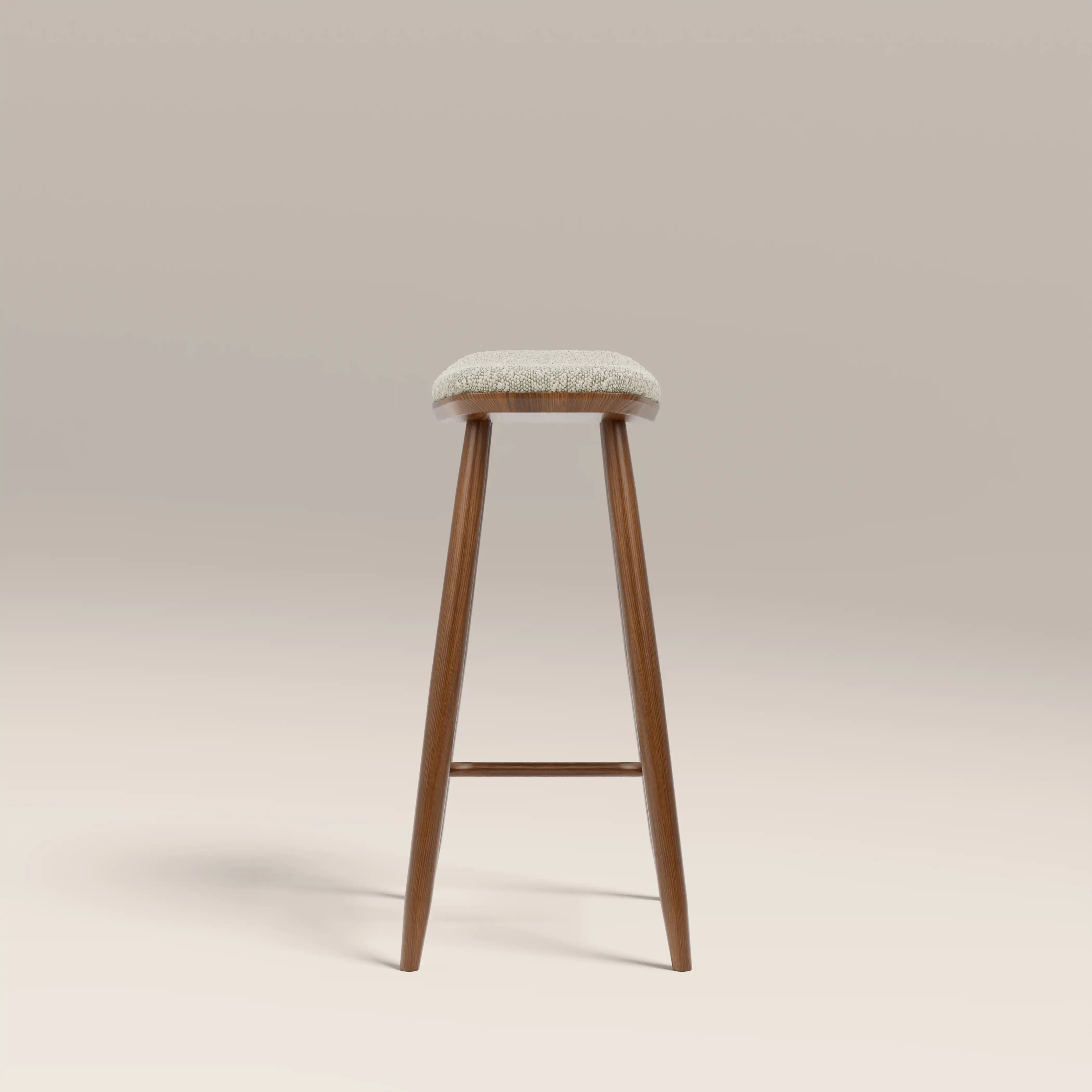 Hatton Wooden Kitchen Stool | Speckled Stone Sustainable Boucle & Walnut