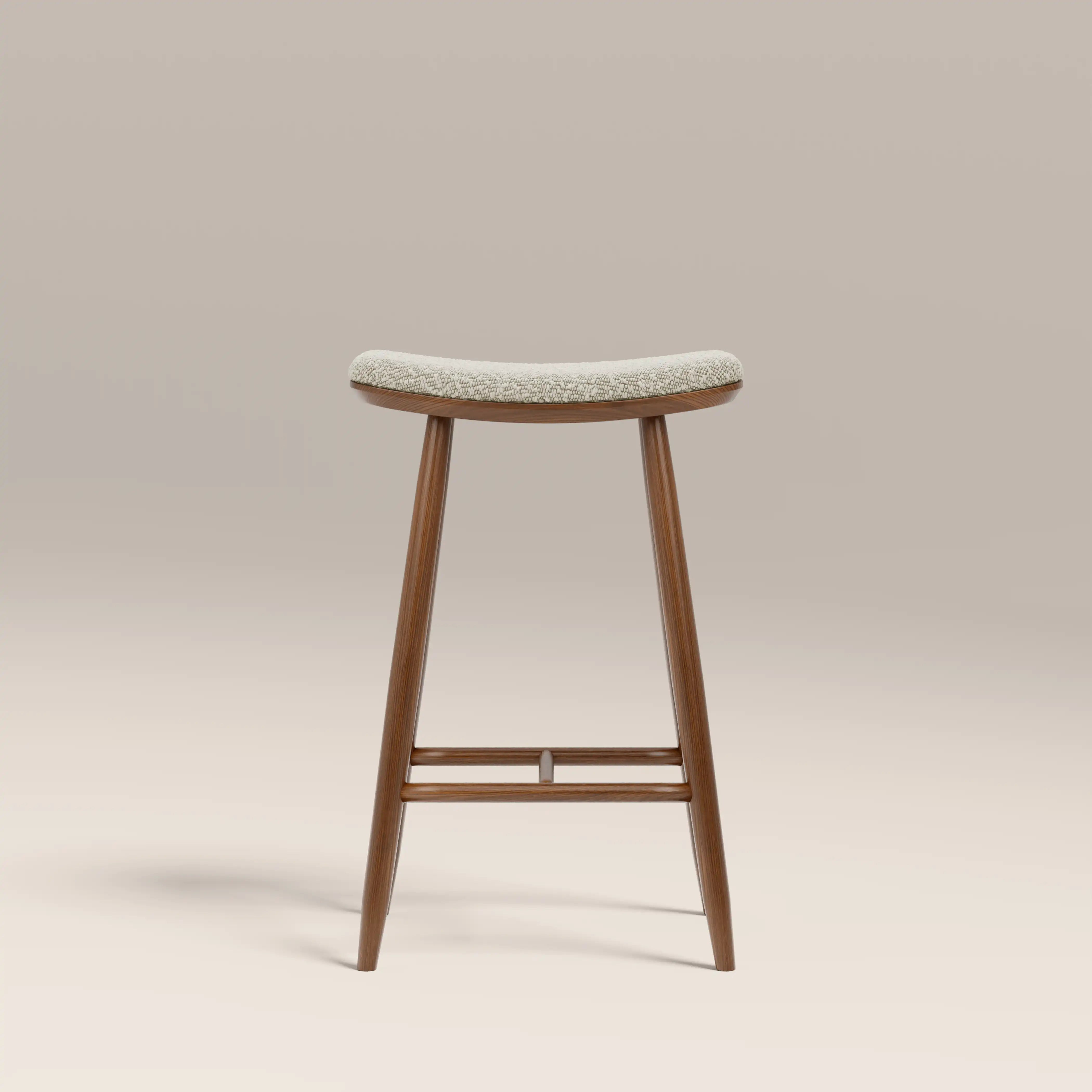 Hatton Wooden Kitchen Stool | Speckled Stone Sustainable Boucle & Walnut