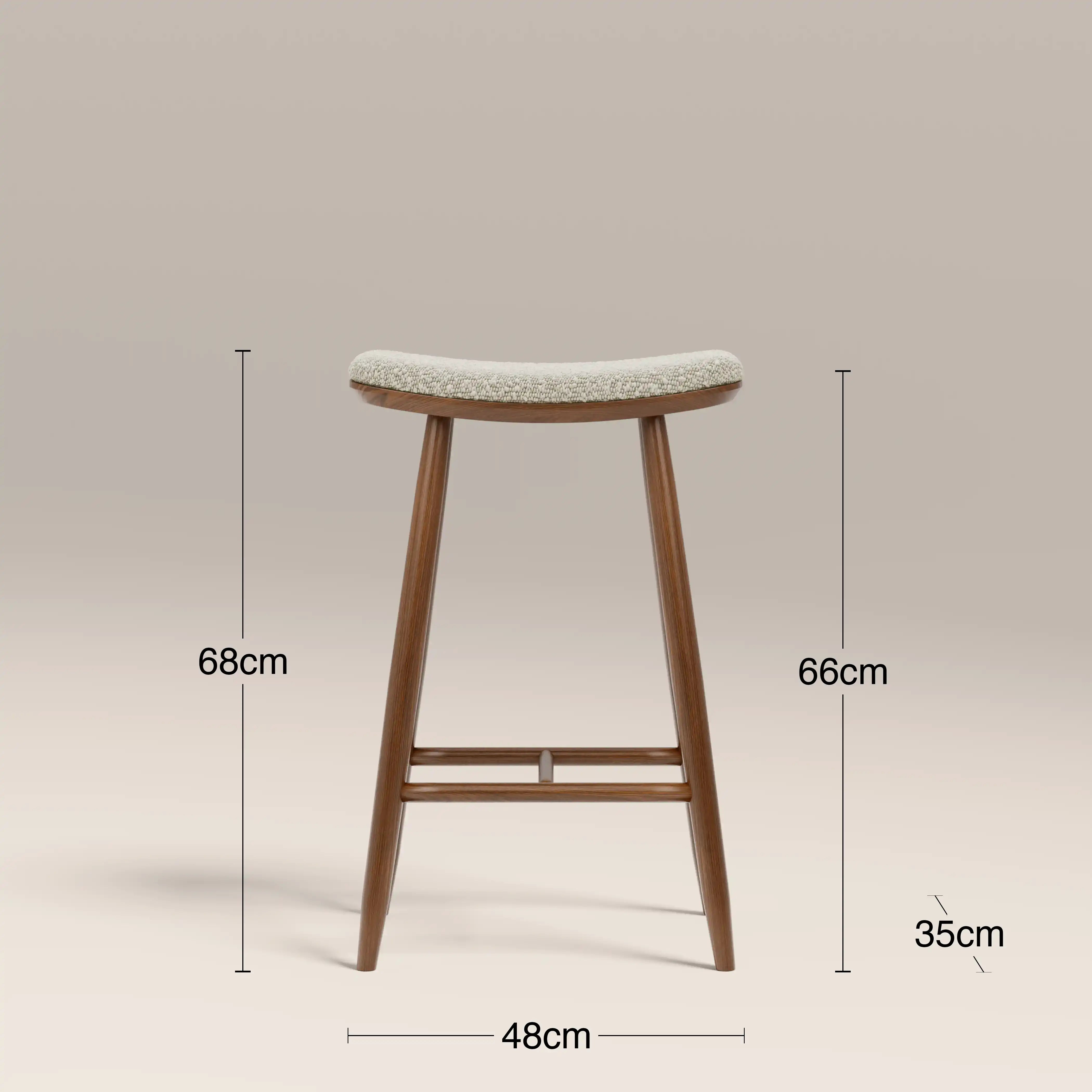 Hatton Wooden Kitchen Stool | Speckled Stone Sustainable Boucle & Walnut