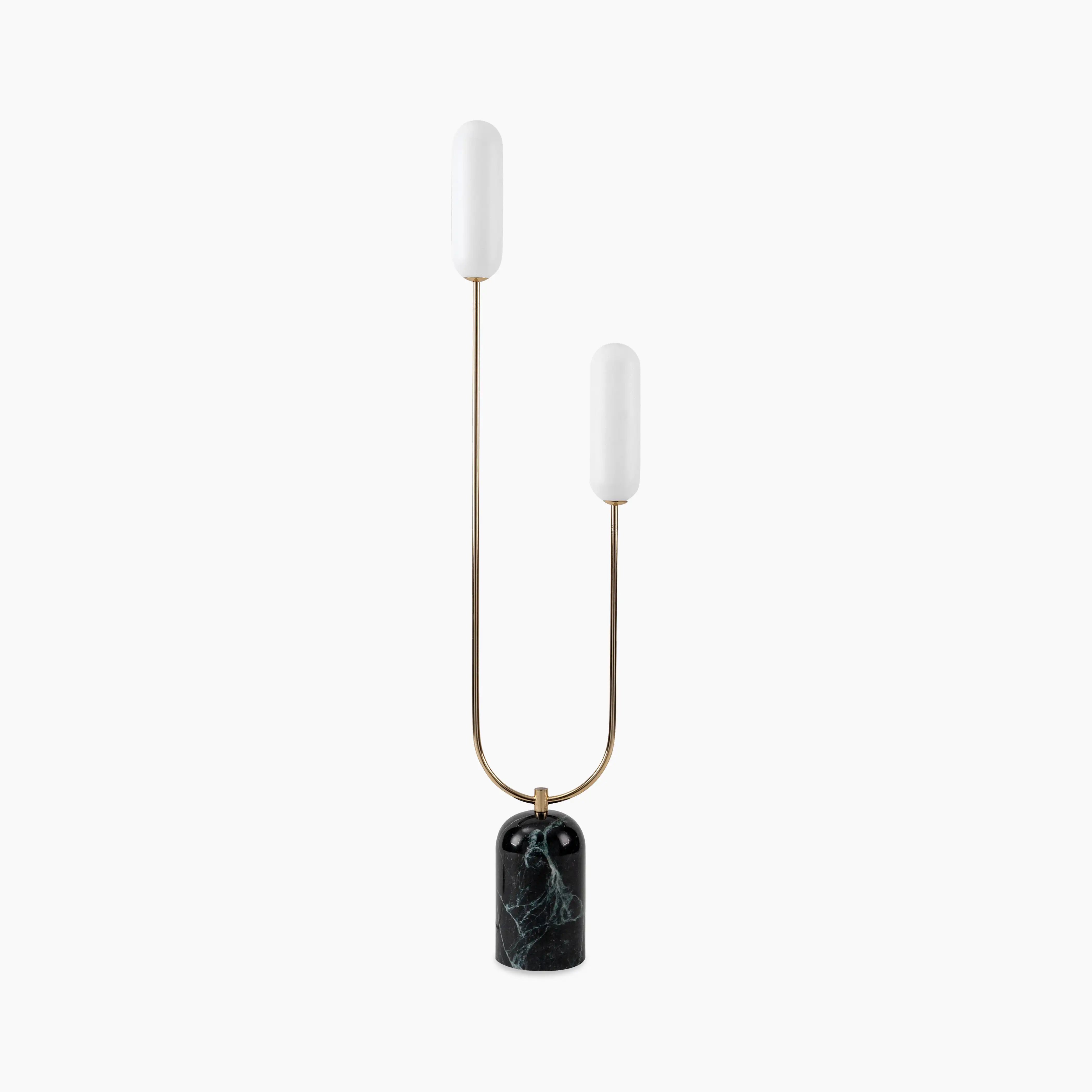 houseof 2 Light Curve Floor Lamp | Olive Green Marble