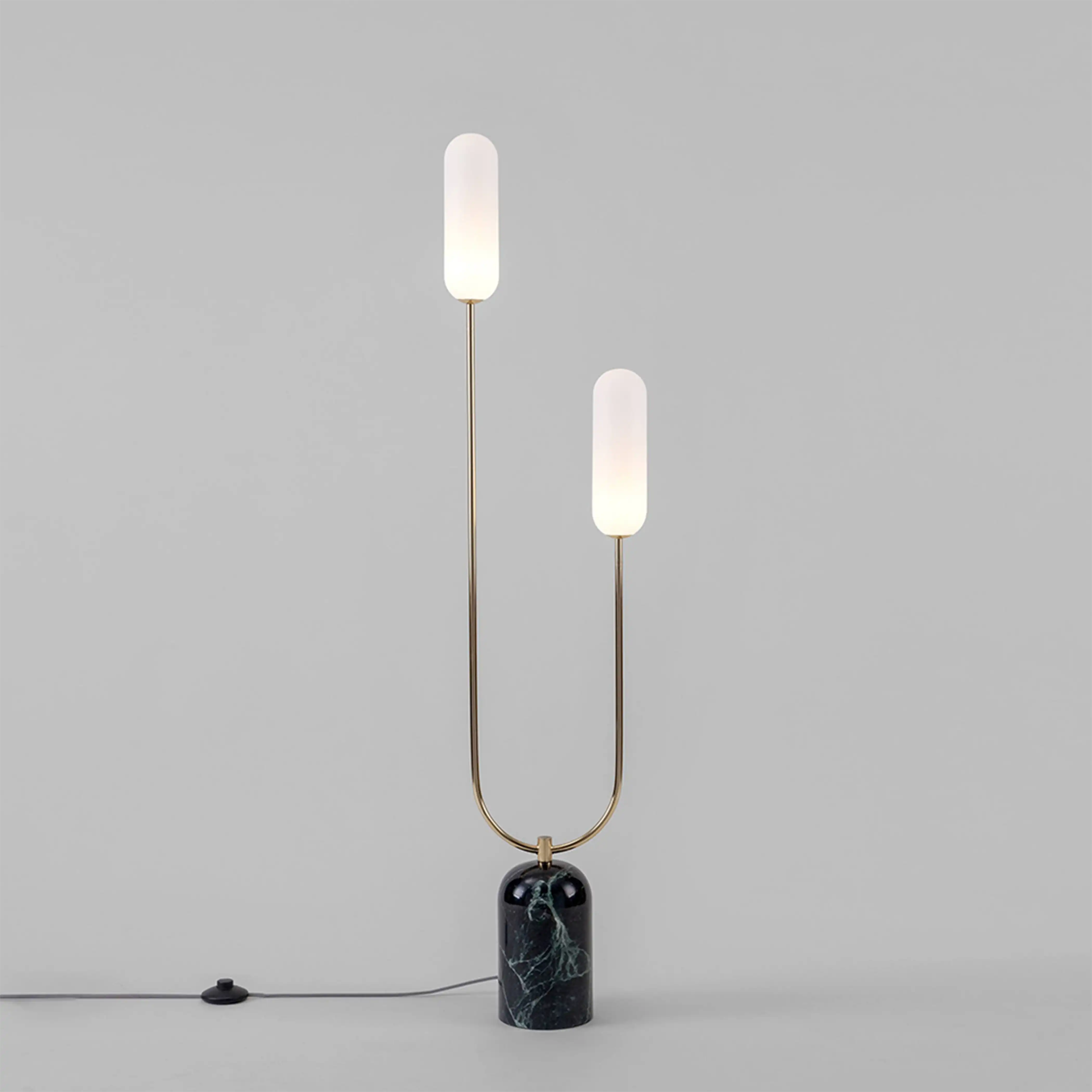 houseof 2 Light Curve Floor Lamp | Olive Green Marble