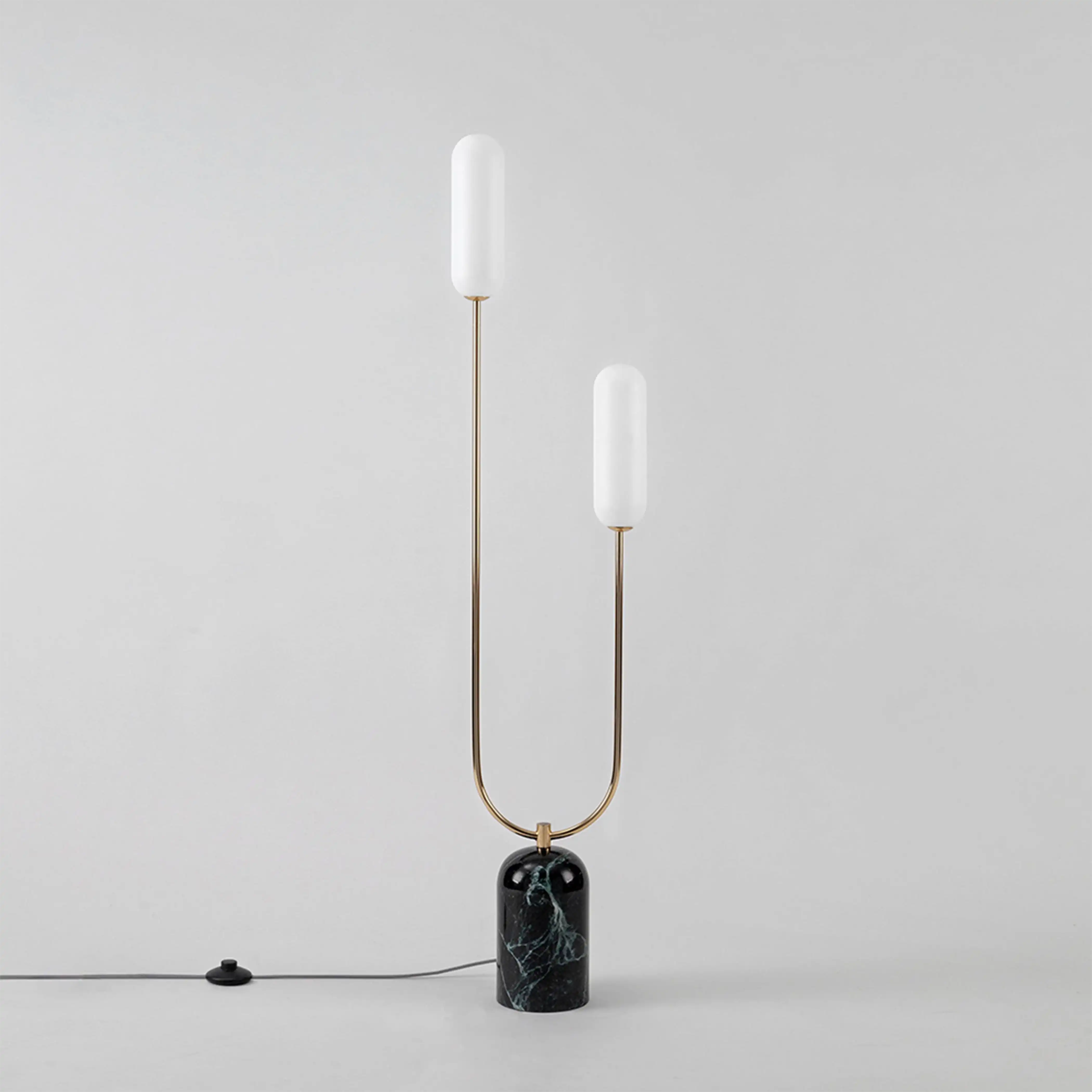 houseof 2 Light Curve Floor Lamp | Olive Green Marble