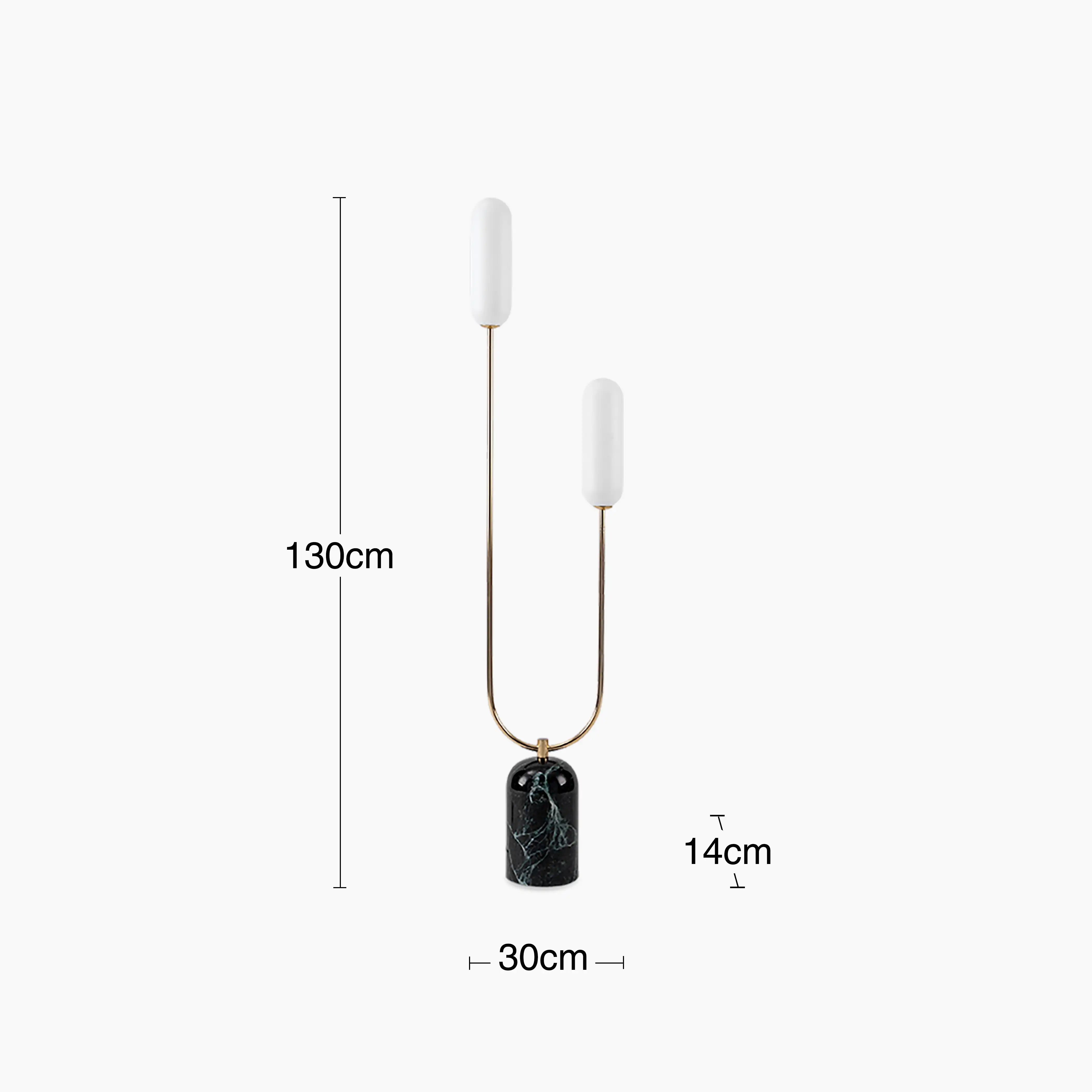 houseof 2 Light Curve Floor Lamp | Olive Green Marble