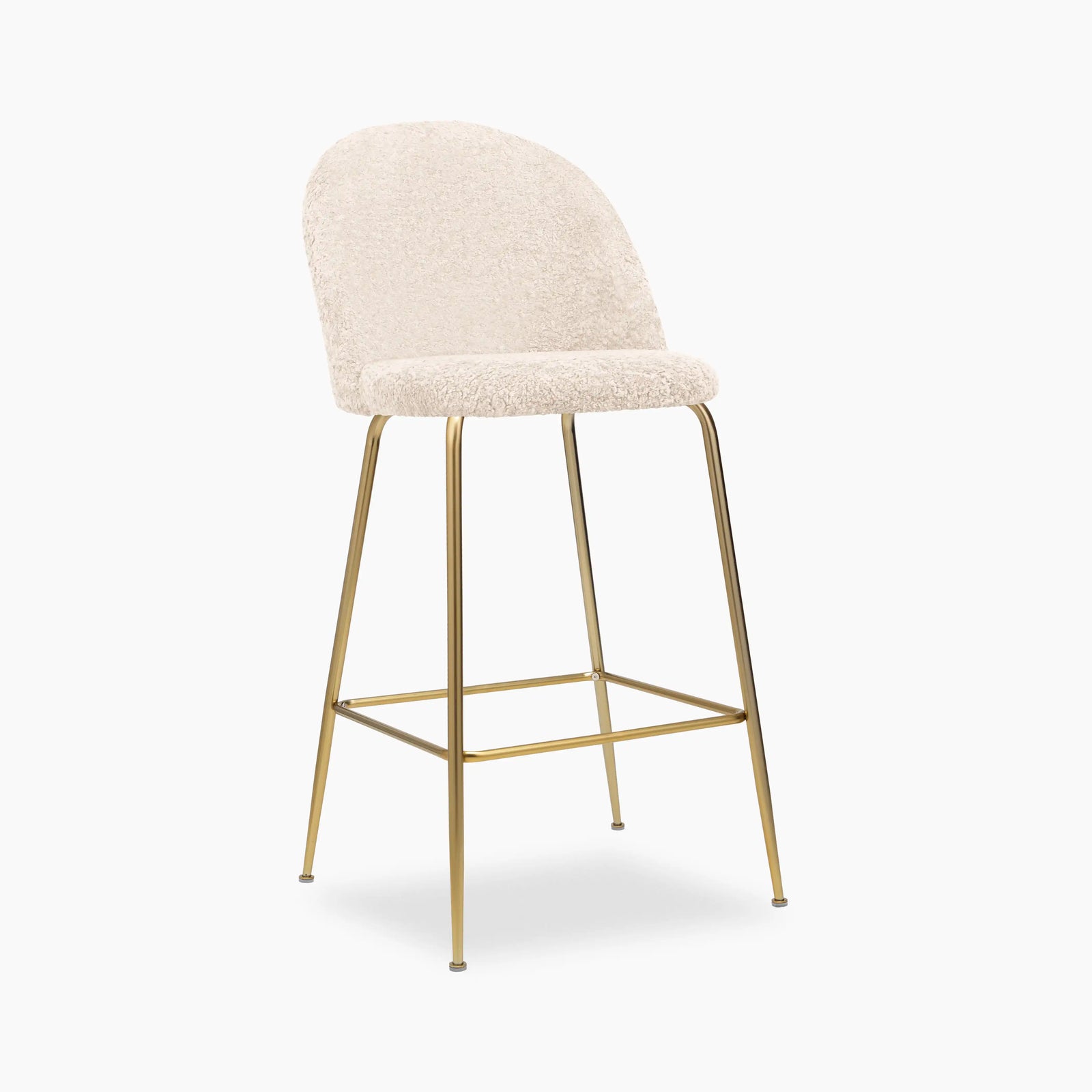 Heather Bar Stool | Ivory White Teddy Boucle