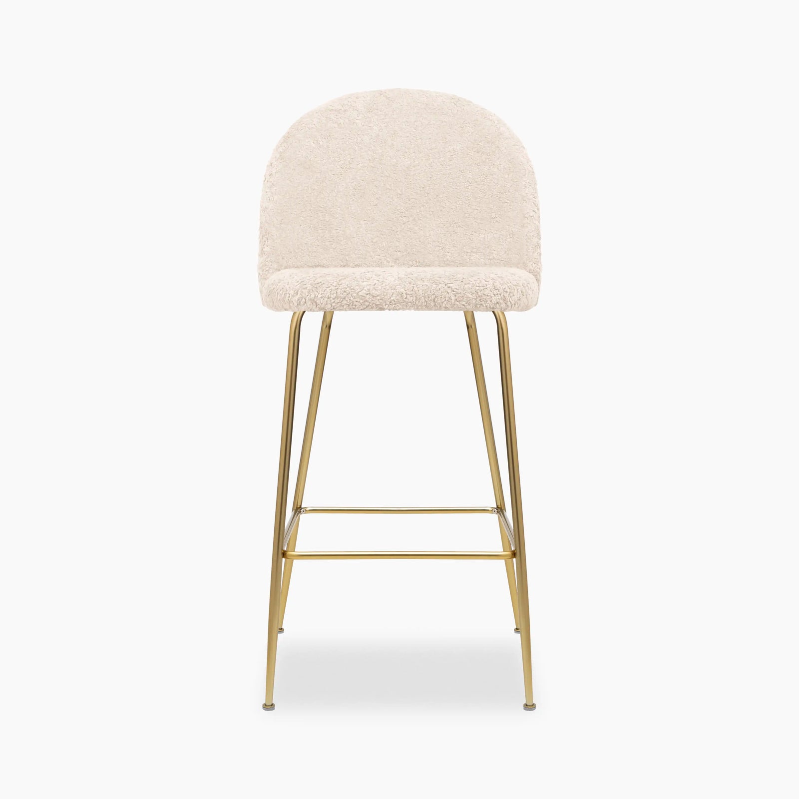 Heather Bar Stool | Ivory White Teddy Boucle