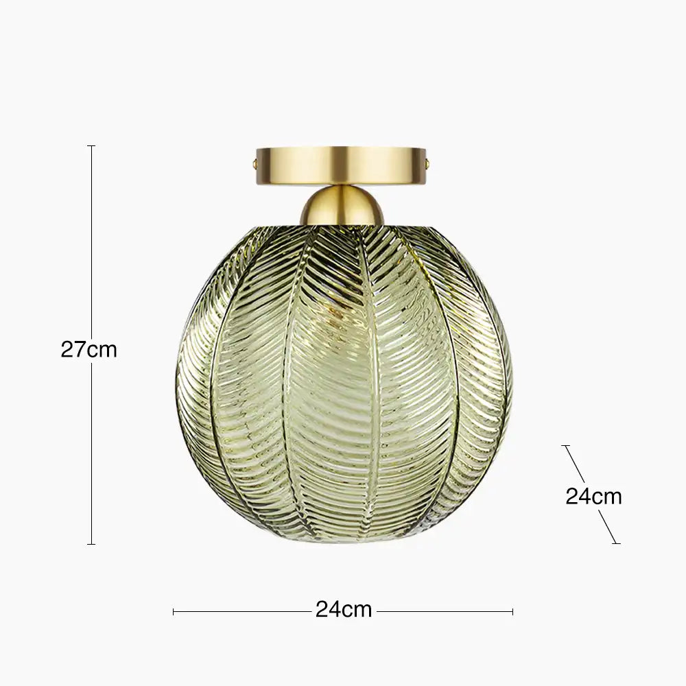 Calla Globe Ceiling Light | Green & Brass
