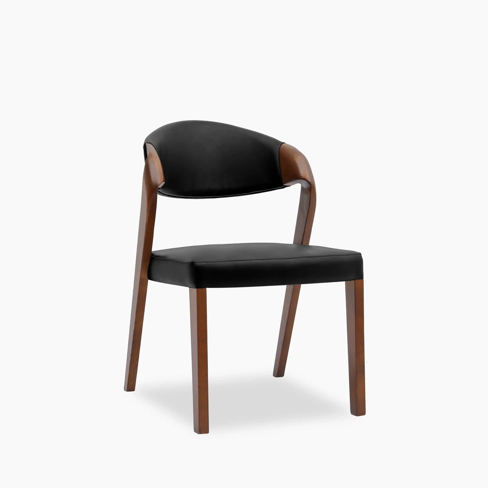 Kennedy Dining Chair | Vintage Black Faux Leather & Walnut