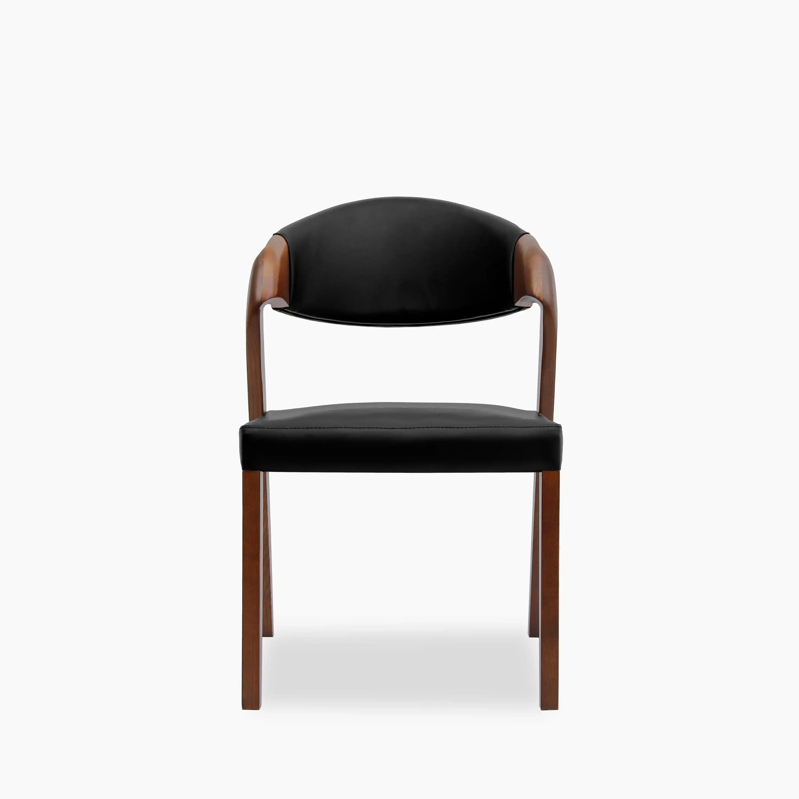 Kennedy Dining Chair | Vintage Black Faux Leather & Walnut