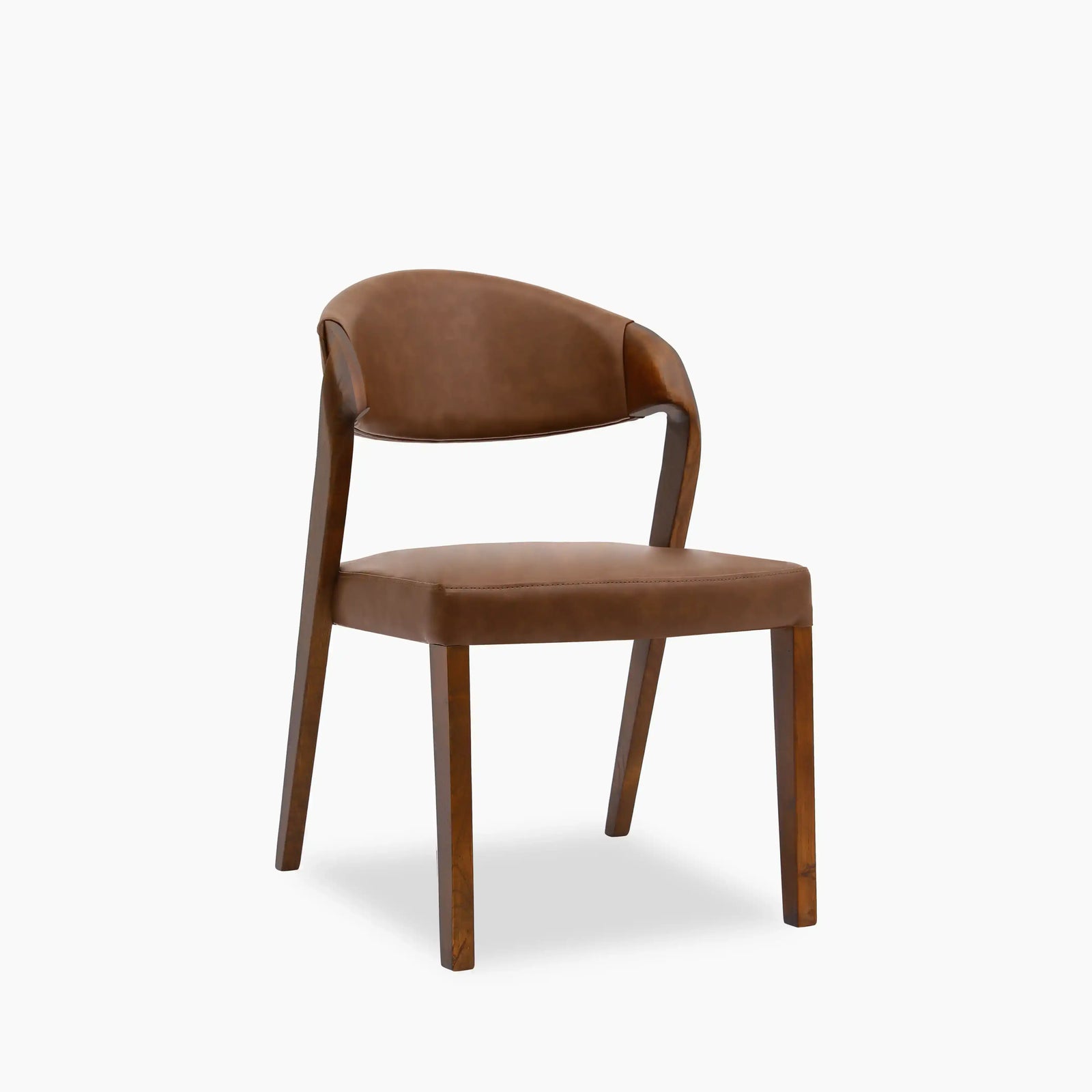 Kennedy Dining Chair | Vintage Tan Faux Leather & Walnut