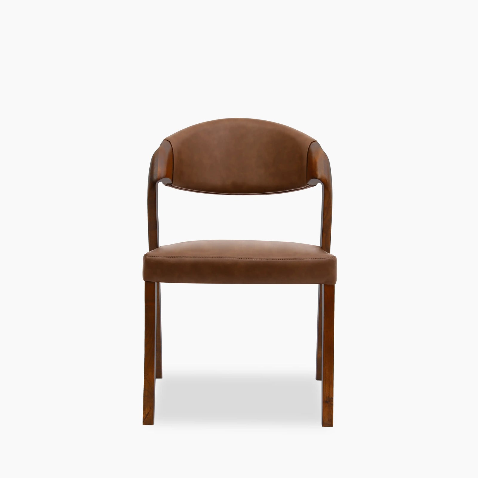 Kennedy Dining Chair | Vintage Tan Faux Leather & Walnut