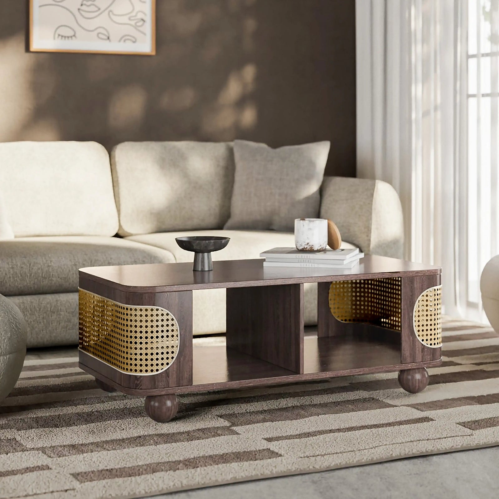 Una Wooden Coffee Table | Walnut & Cane