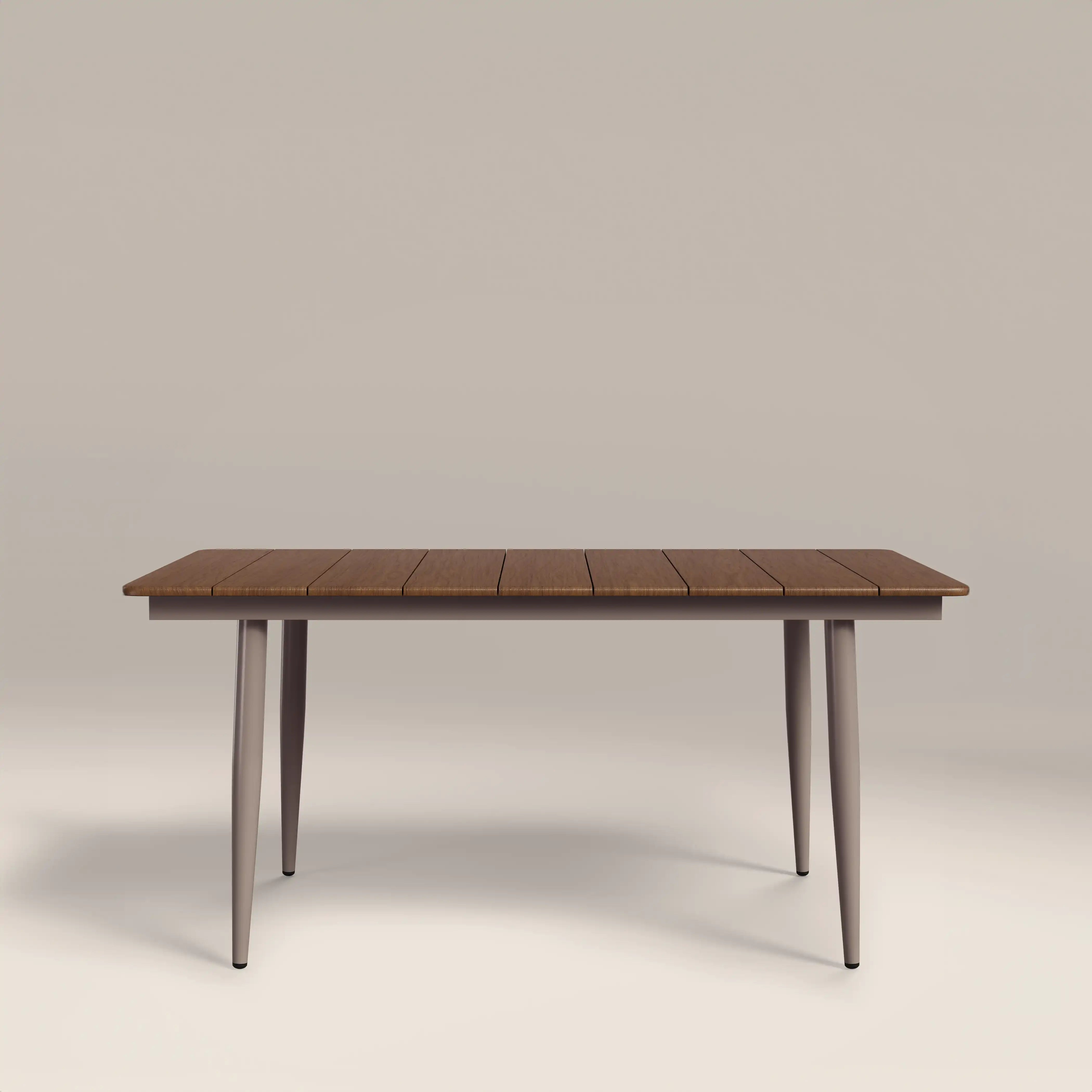 Lorenzo 6 Seat Rectangle Garden Dining Table, Walnut & Taupe