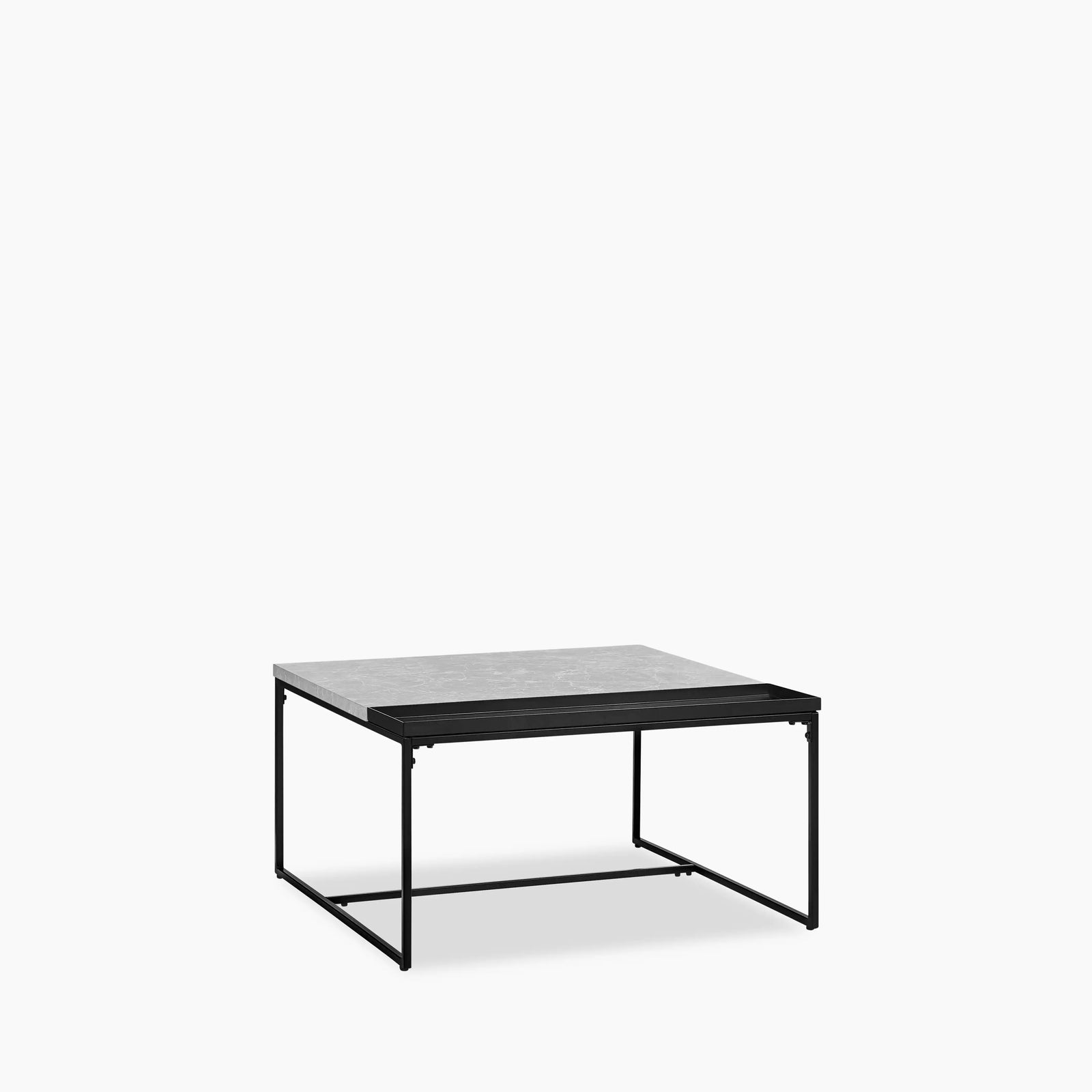 Ridley Square Coffee Table | White Marble & Black