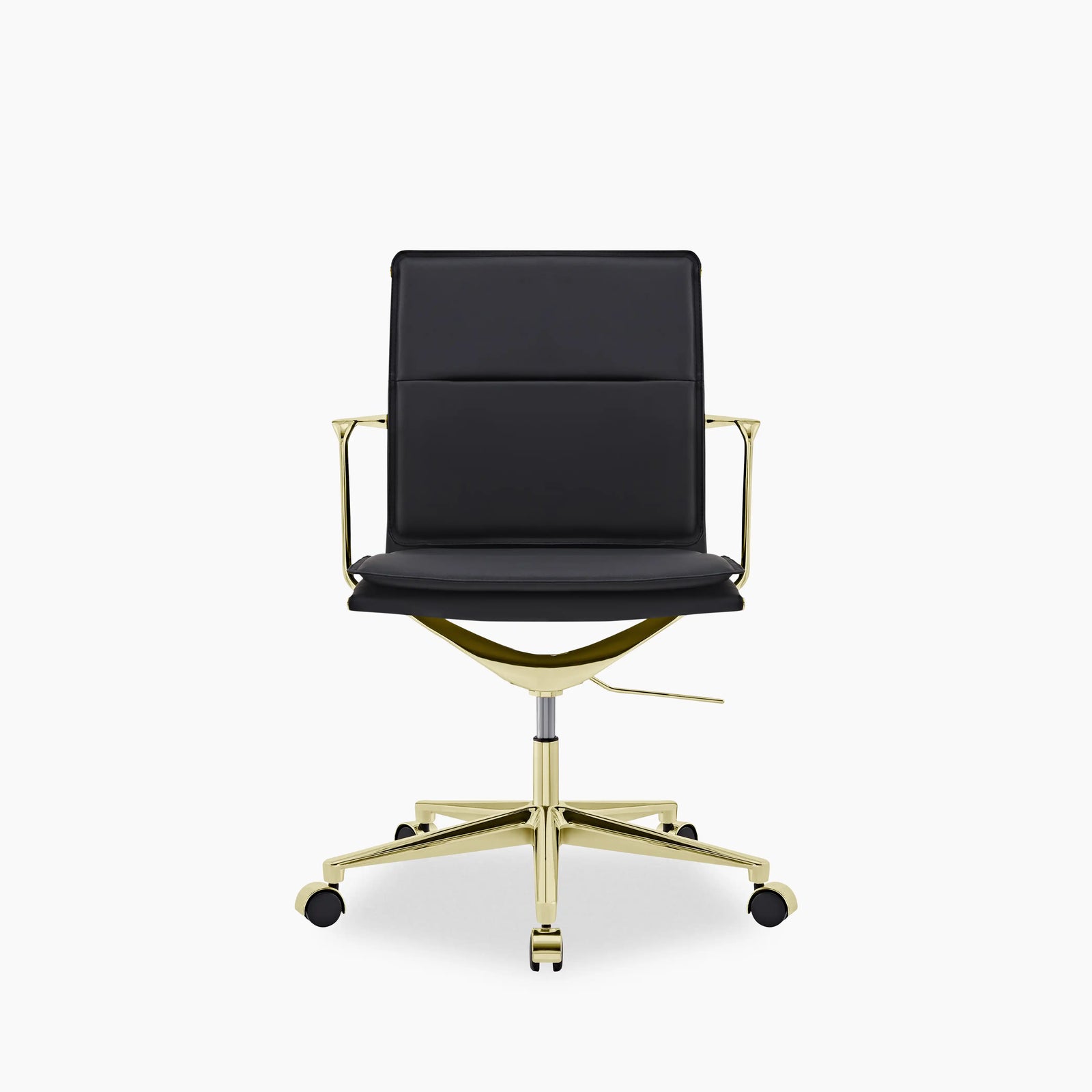 Bria Office Chair | Black Faux Leather & Brass