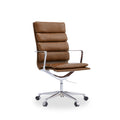 Urma High Back Office Chair | Vintage Tan Faux Leather & Chrome