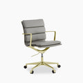 Urma Office Chair | Grey Faux Leather & Brass