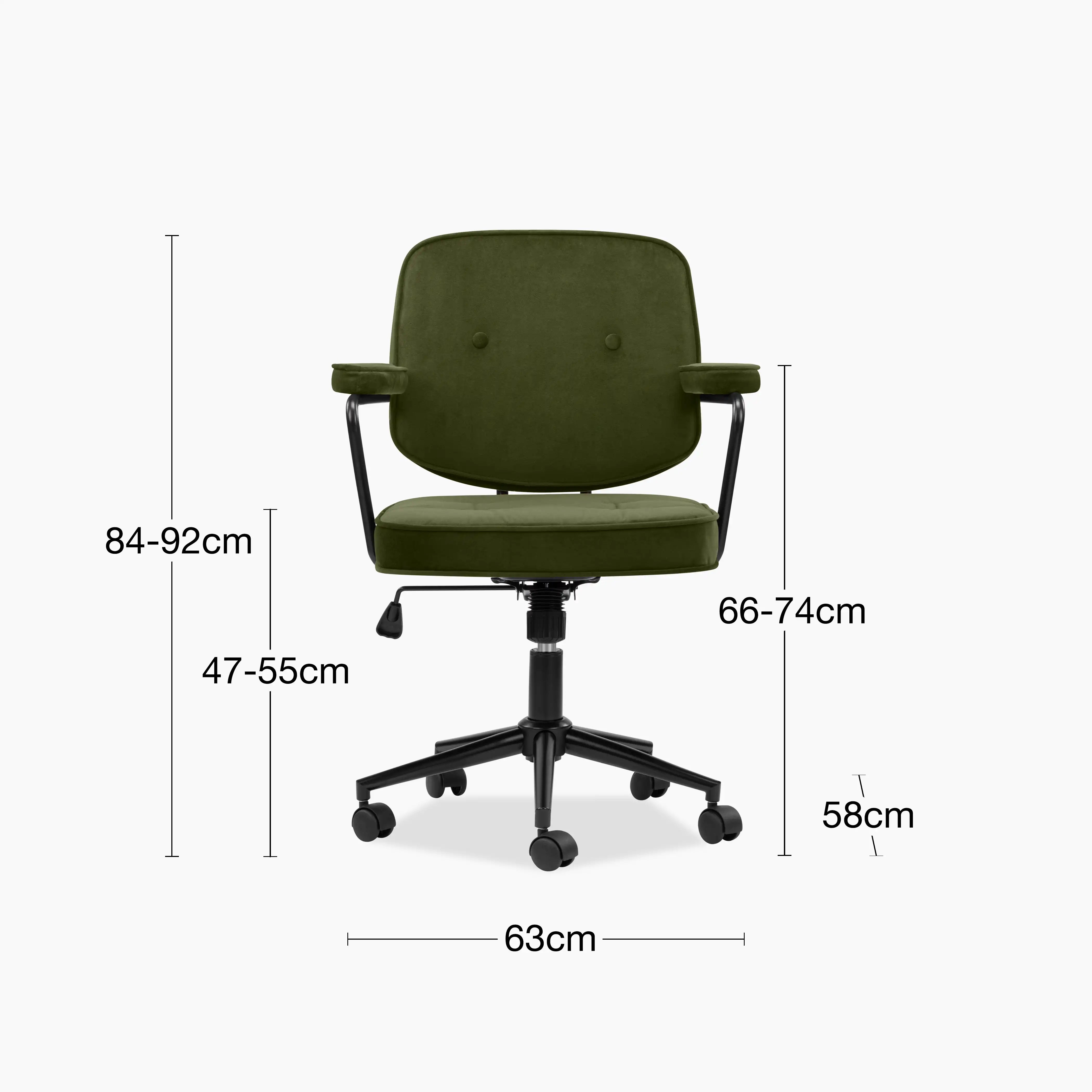 Paige Office Chair | Olive Green Sustainable Velvet & Black