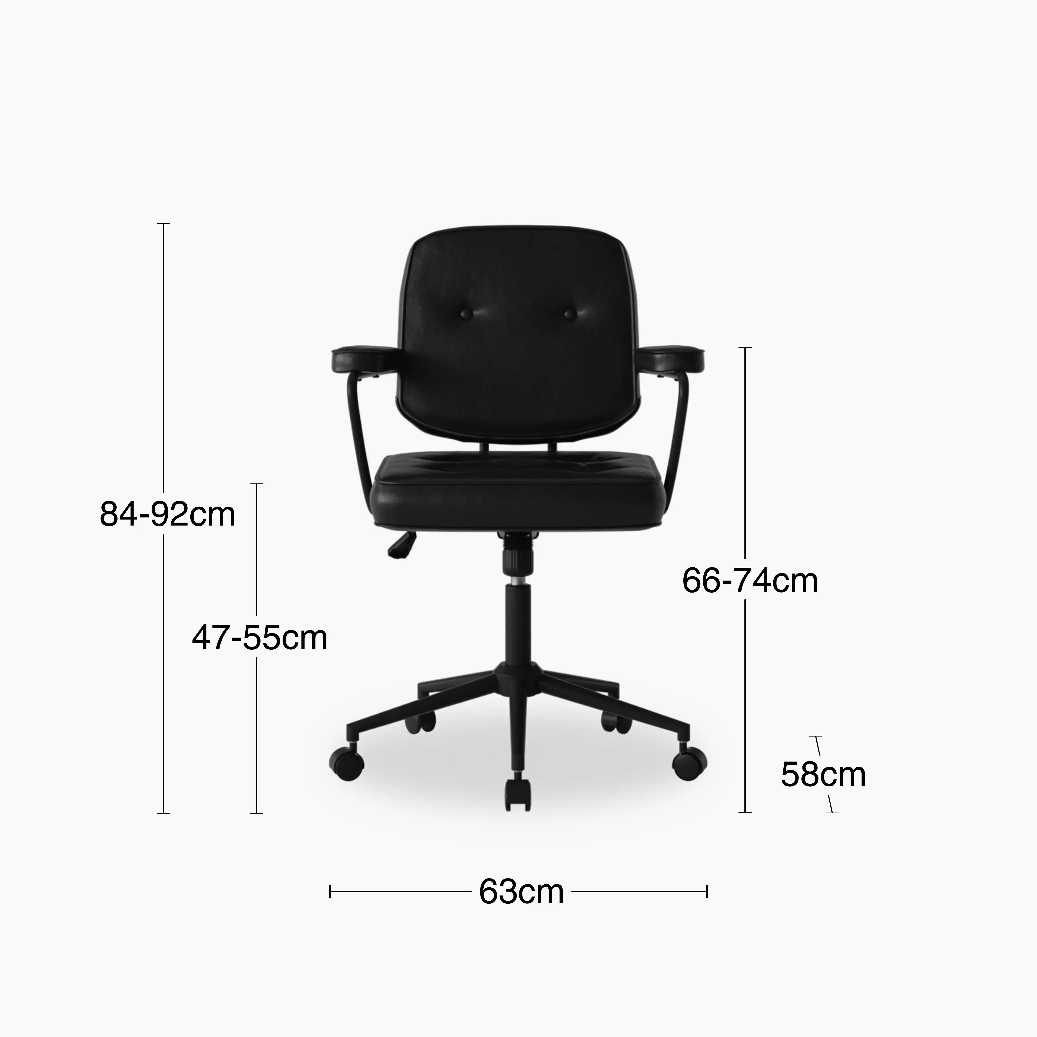 Paige Office Chair | Vintage Black Faux Leather & Black