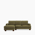 Nola Left Hand Chaise Sofa | Moss Green Sustainable Mohair Velvet